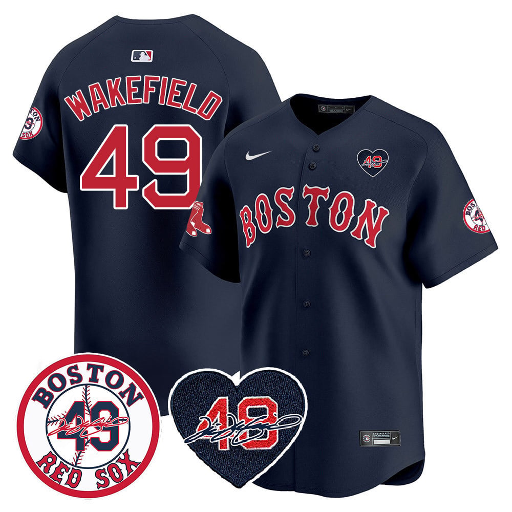 Red Sox Wakefield Navy Jersey - Nike - Heart Patch Edition
