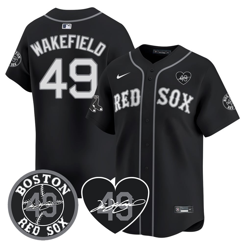 Alternative view of Red Sox Wakefield Navy Jersey - Nike - Heart Patch Edition