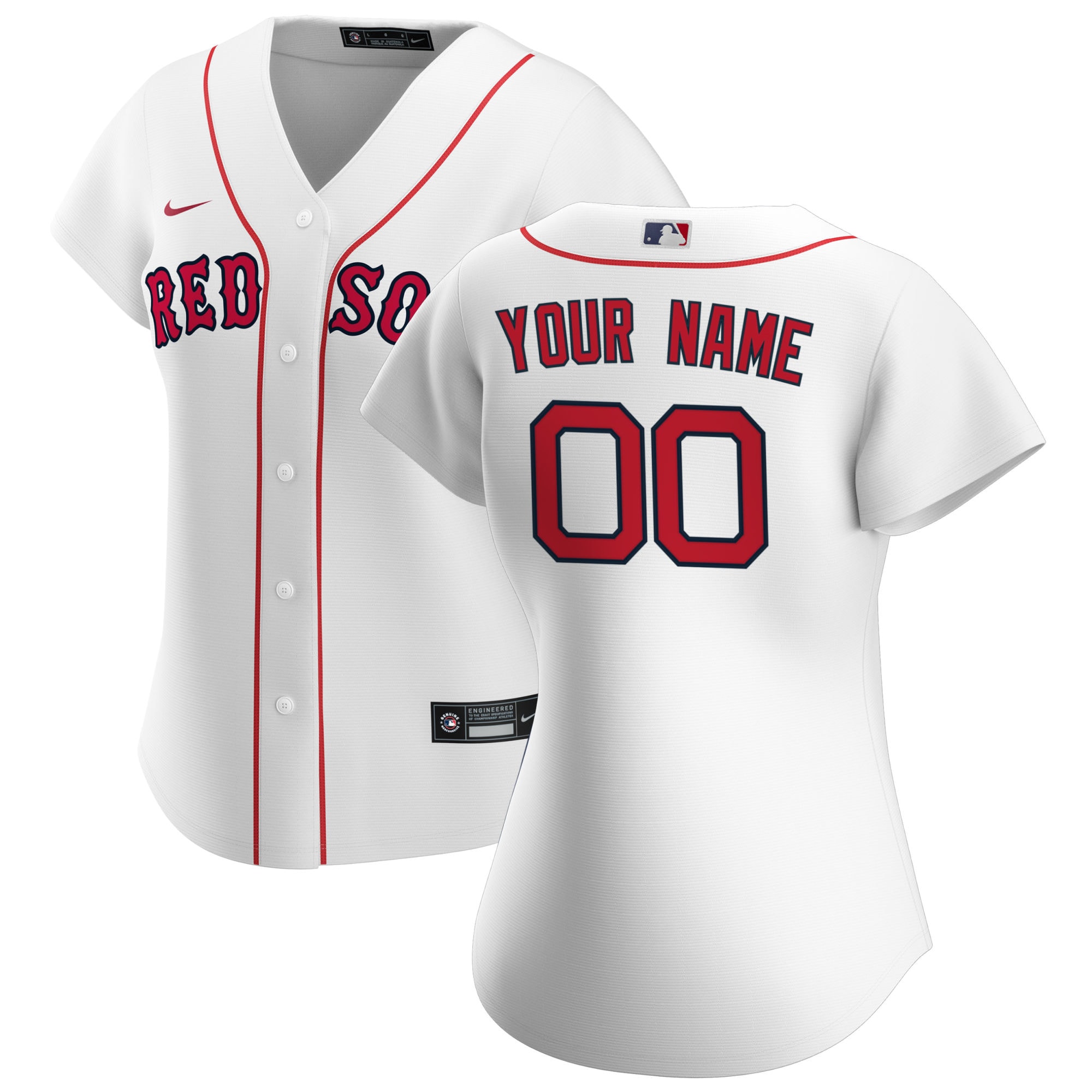 Red Sox White Women’s Jersey - Nike Red Sox White Custom Women’s
