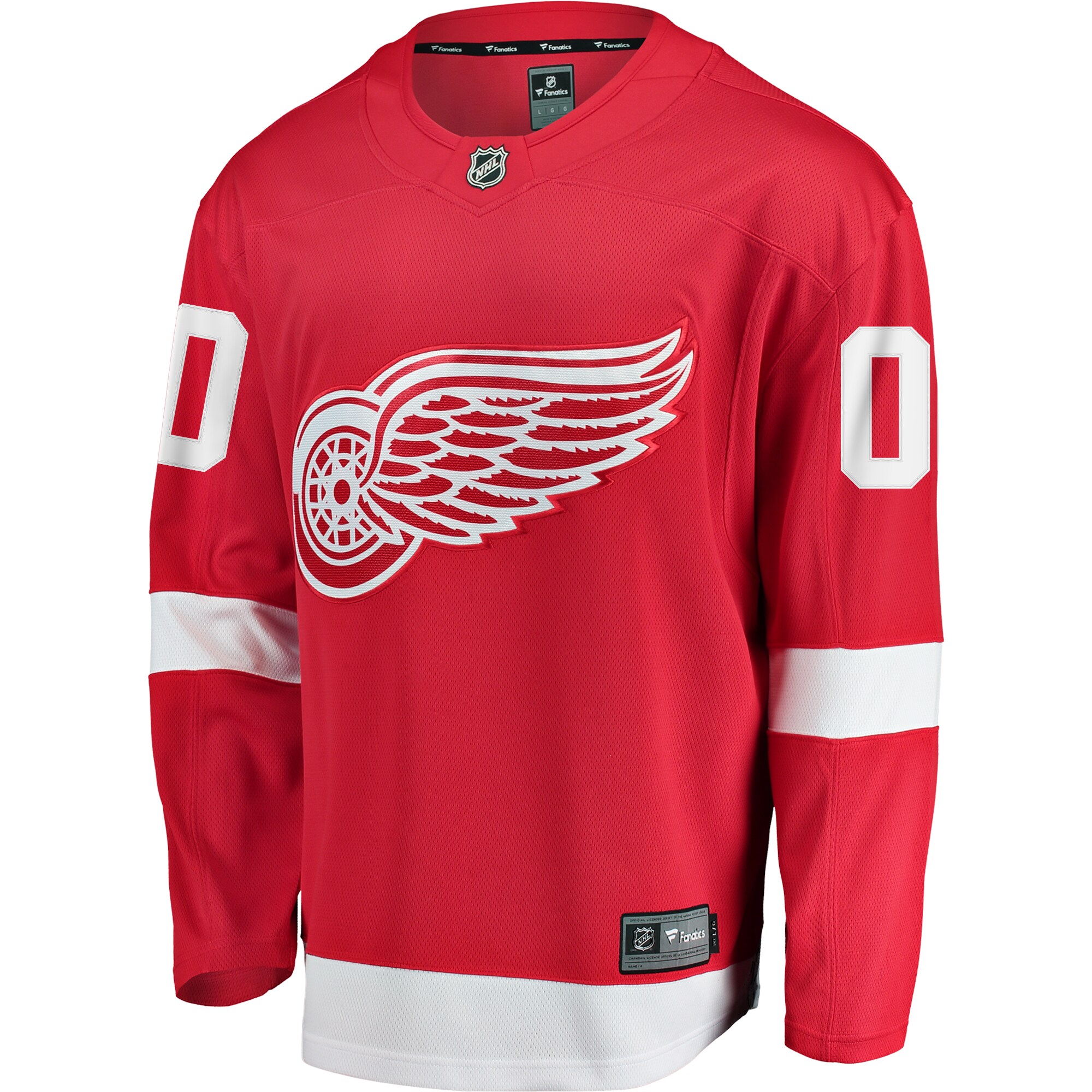 Alternative view of Red Wings Custom Red Jersey - Fanatics - Personalized NHL Style