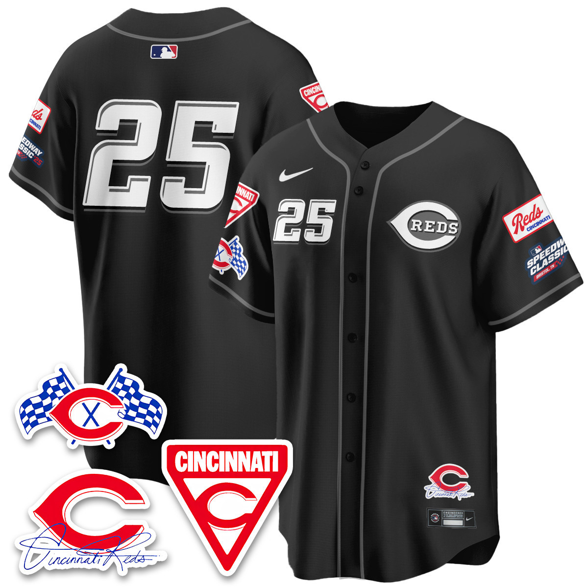 Reds Black Speedway Classic Jersey - Nike Cincinnati Reds Black Jersey