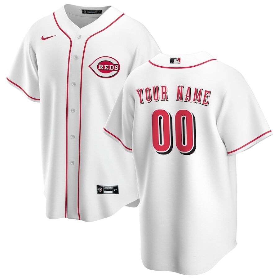 Reds White Custom Home Jersey - Nike Cincinnati