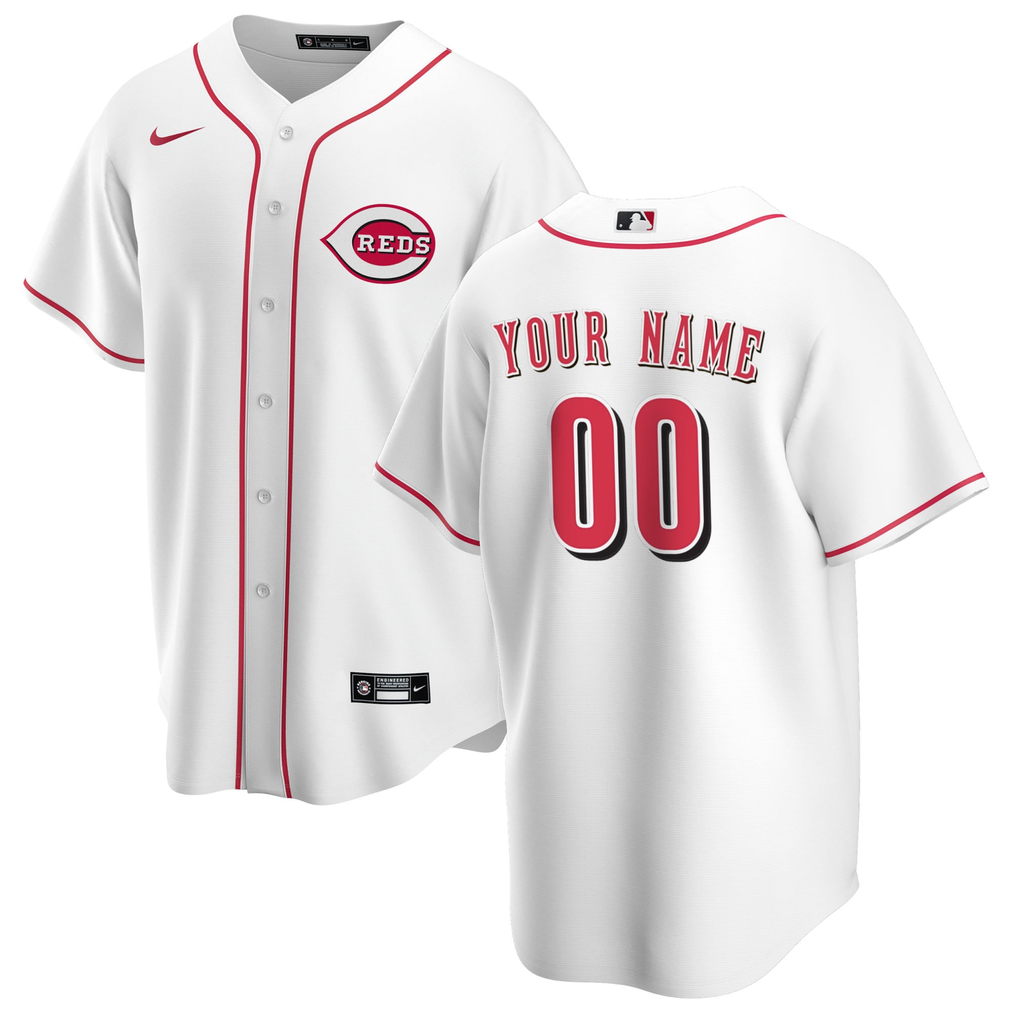 Reds White Home Custom Jersey - Nike - Personalized MLB Style