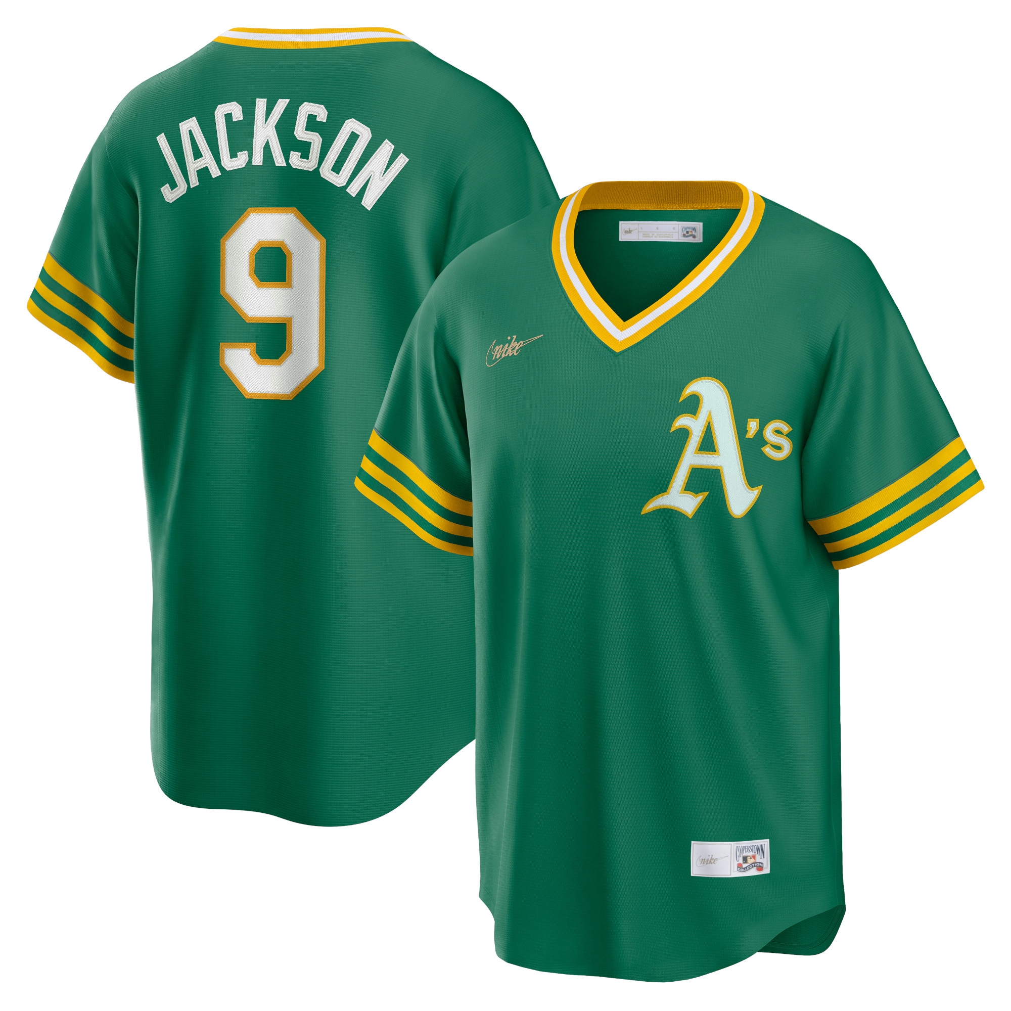Reggie Jackson Athletics Road Cooperstown Collection Player Jersey - Kelly Green