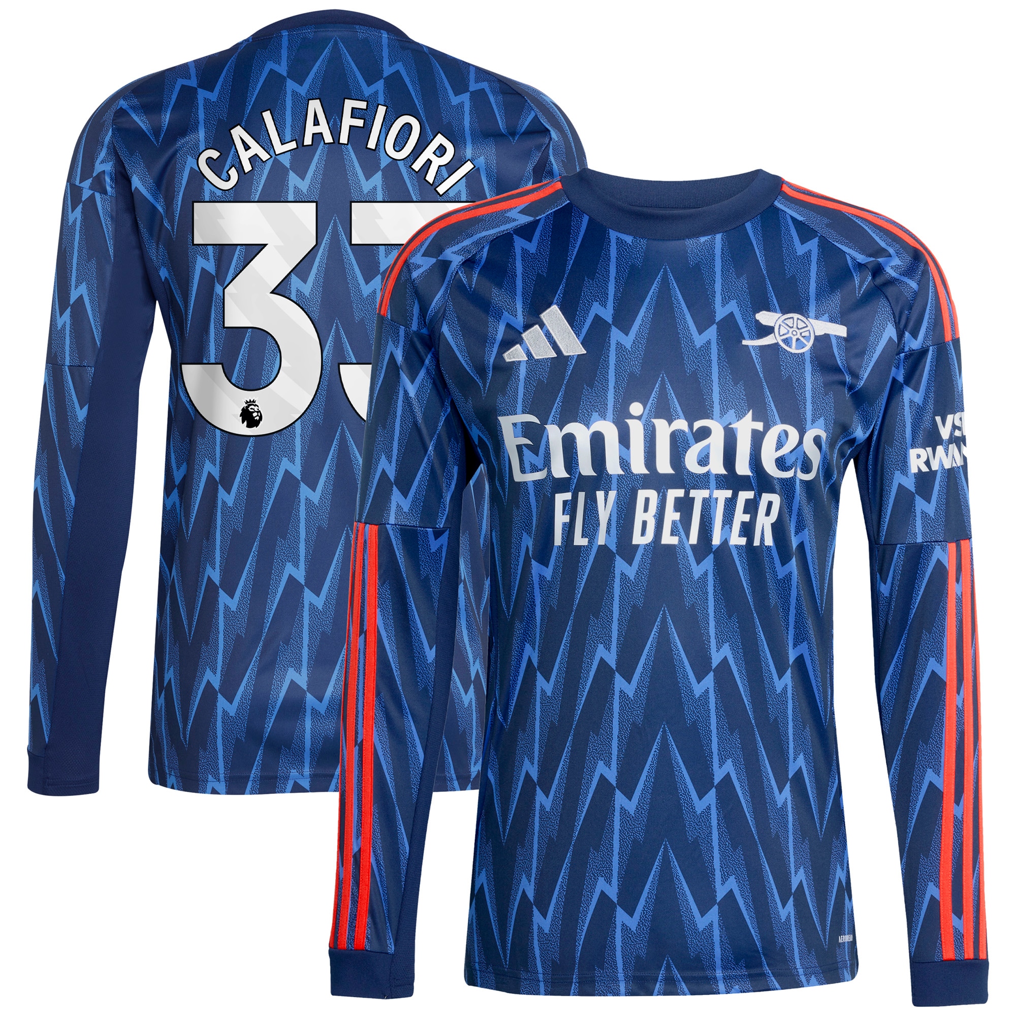 Riccardo Calafiori Arsenal 2025/26 Away Long Sleeve Player Jersey