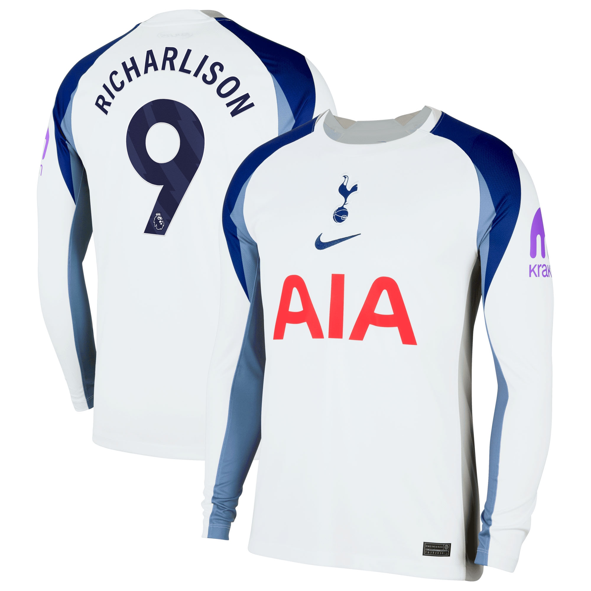 Richarlison Tottenham Hotspur 2025/26 Home Long Sleeve Player Jersey - White