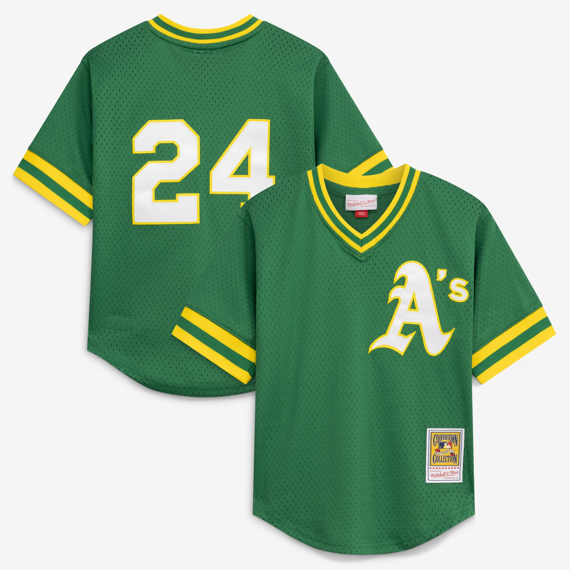 Rickey Henderson Athletics Youth Cooperstown Collection Mesh Batting Practice Jersey - Green