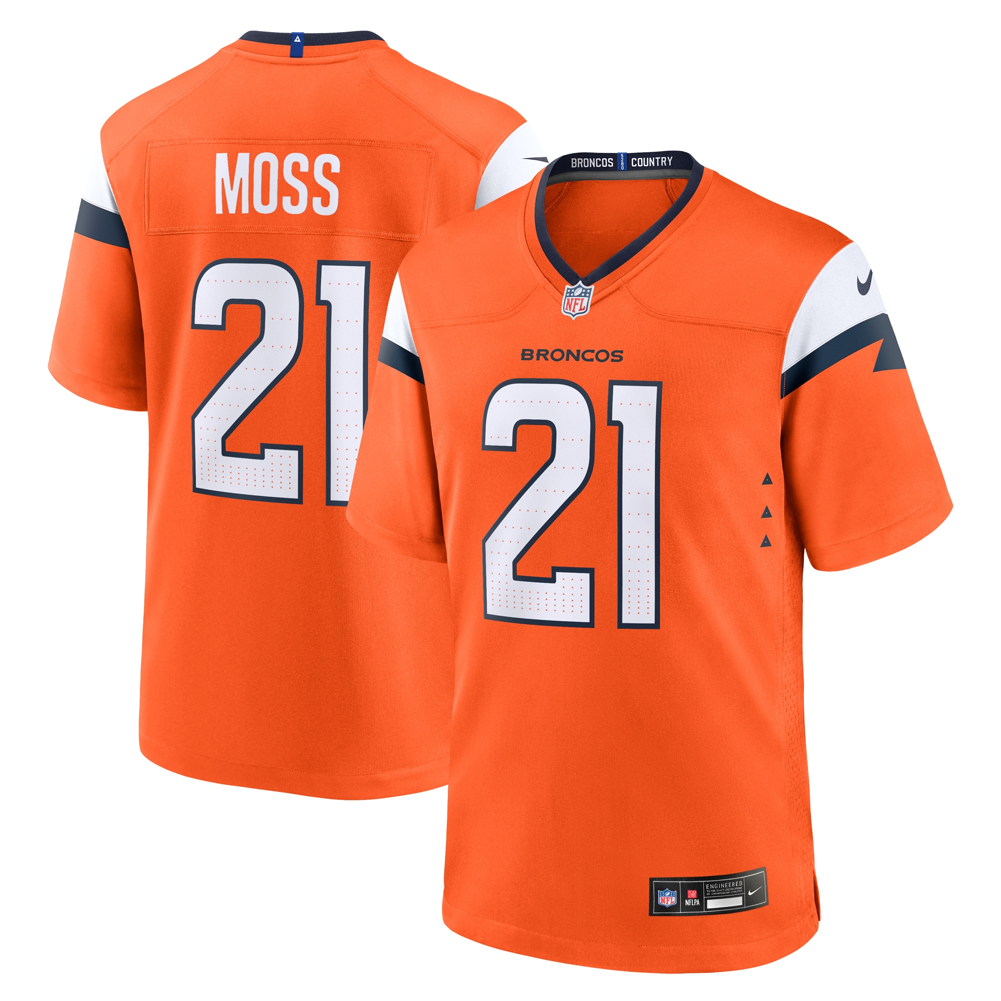 Riley Moss Denver Broncos Team Game Jersey - Orange