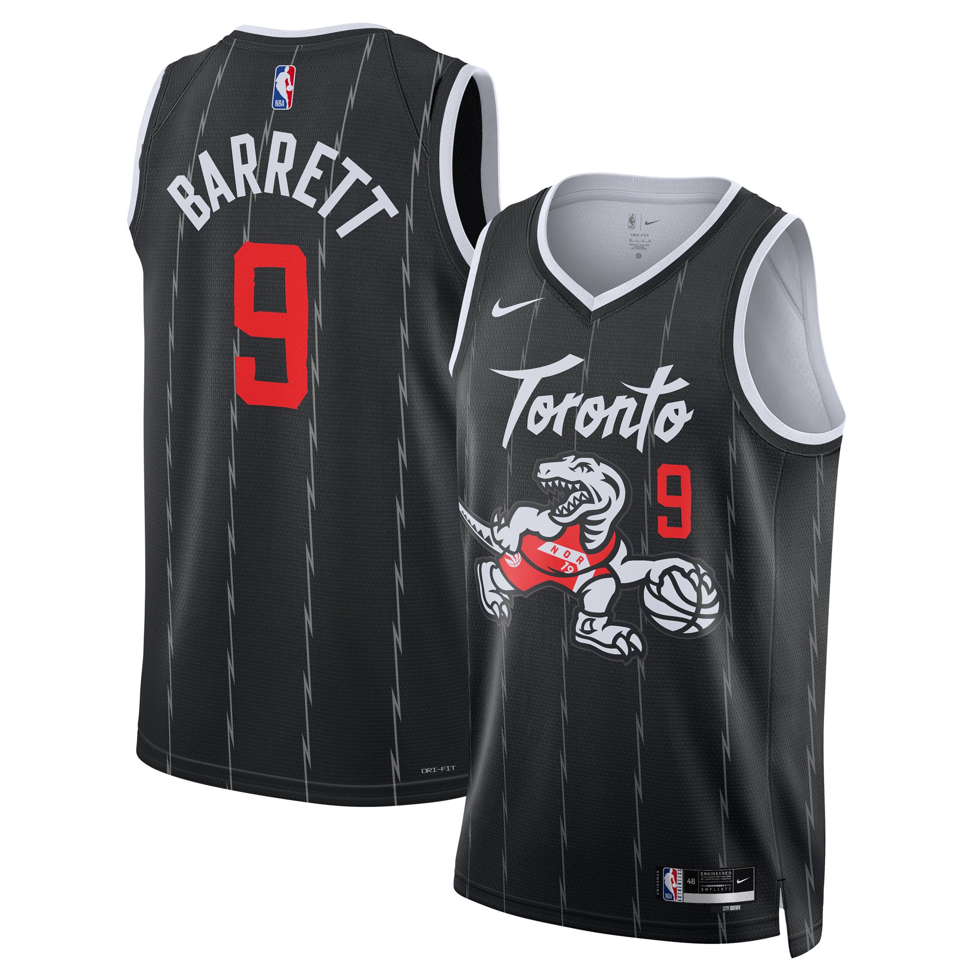 RJ Barrett Toronto Raptors Unisex 2025/26 Swingman Jersey - Black - City Edition