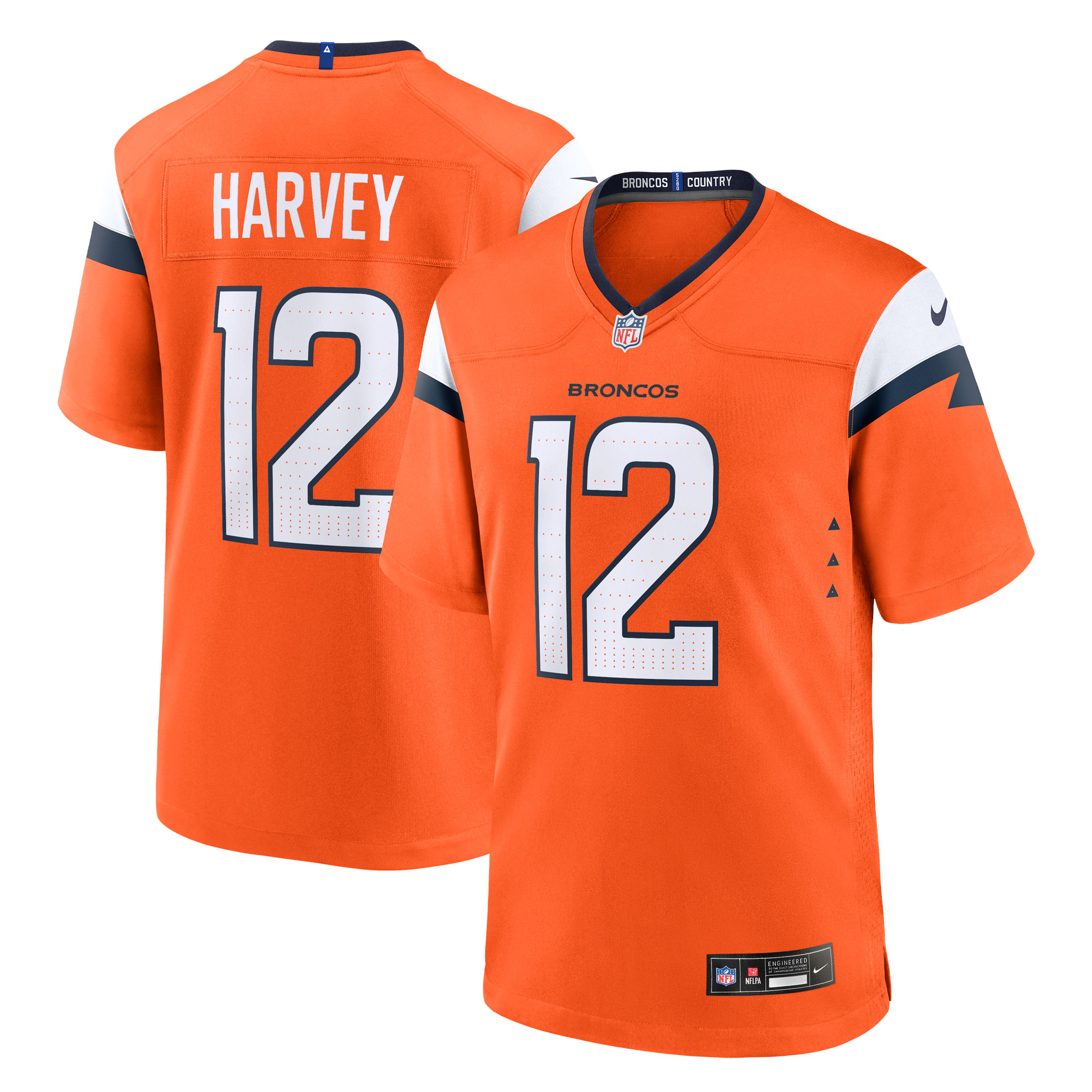 RJ Harvey Denver Broncos Team Game Jersey - Orange