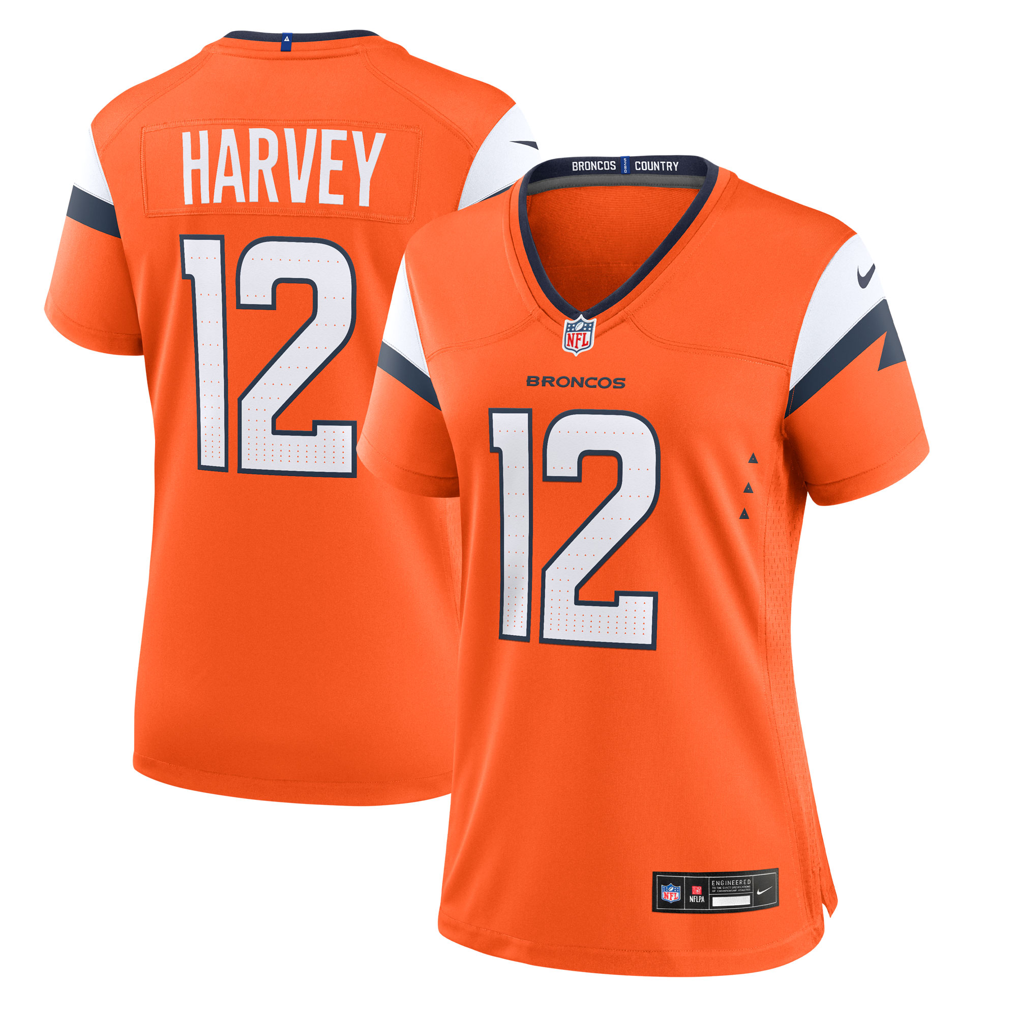 RJ Harvey Denver Broncos Women's Team Game Jersey - Orange