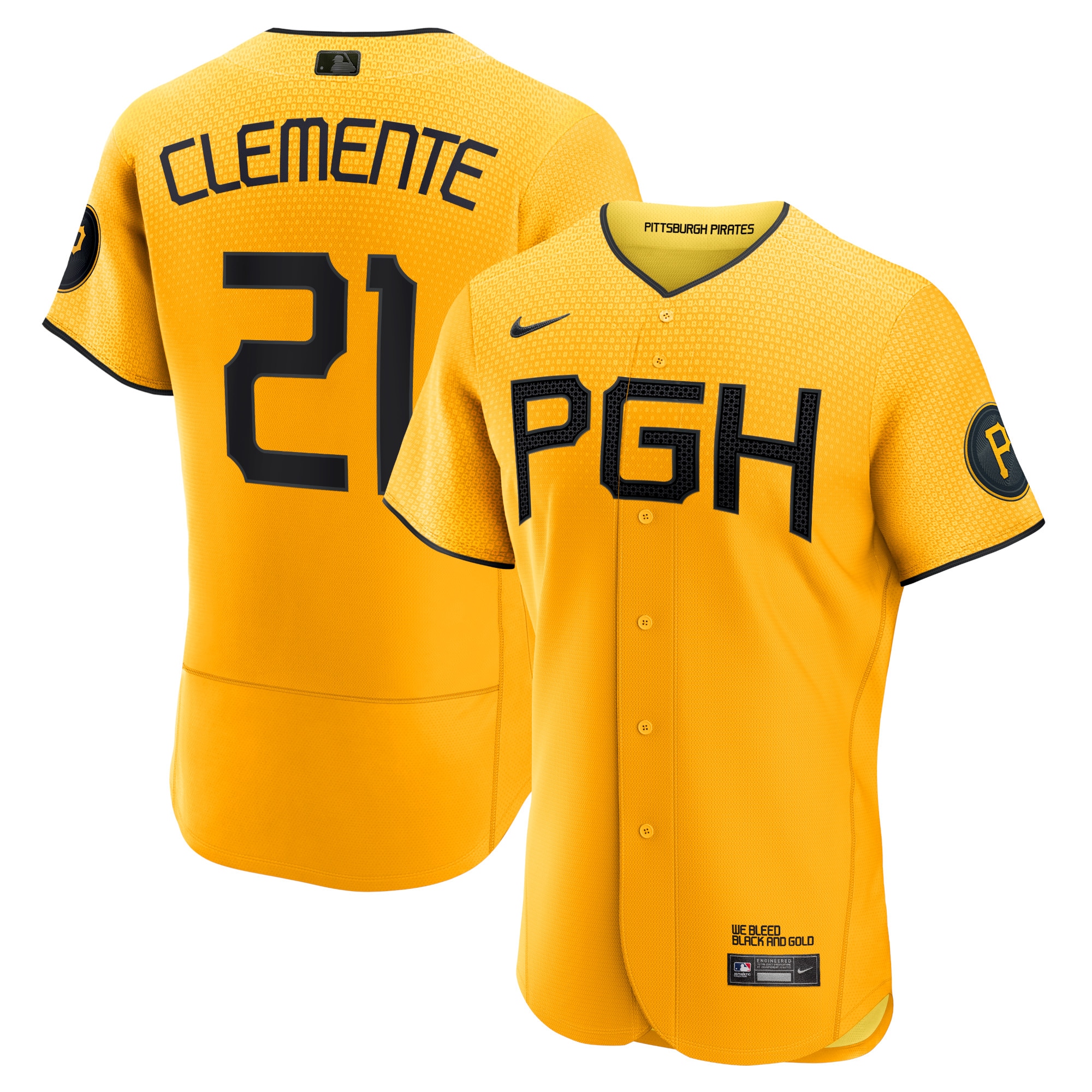 Roberto Clemente Pittsburgh Pirates City Connect Player Jersey - Gold