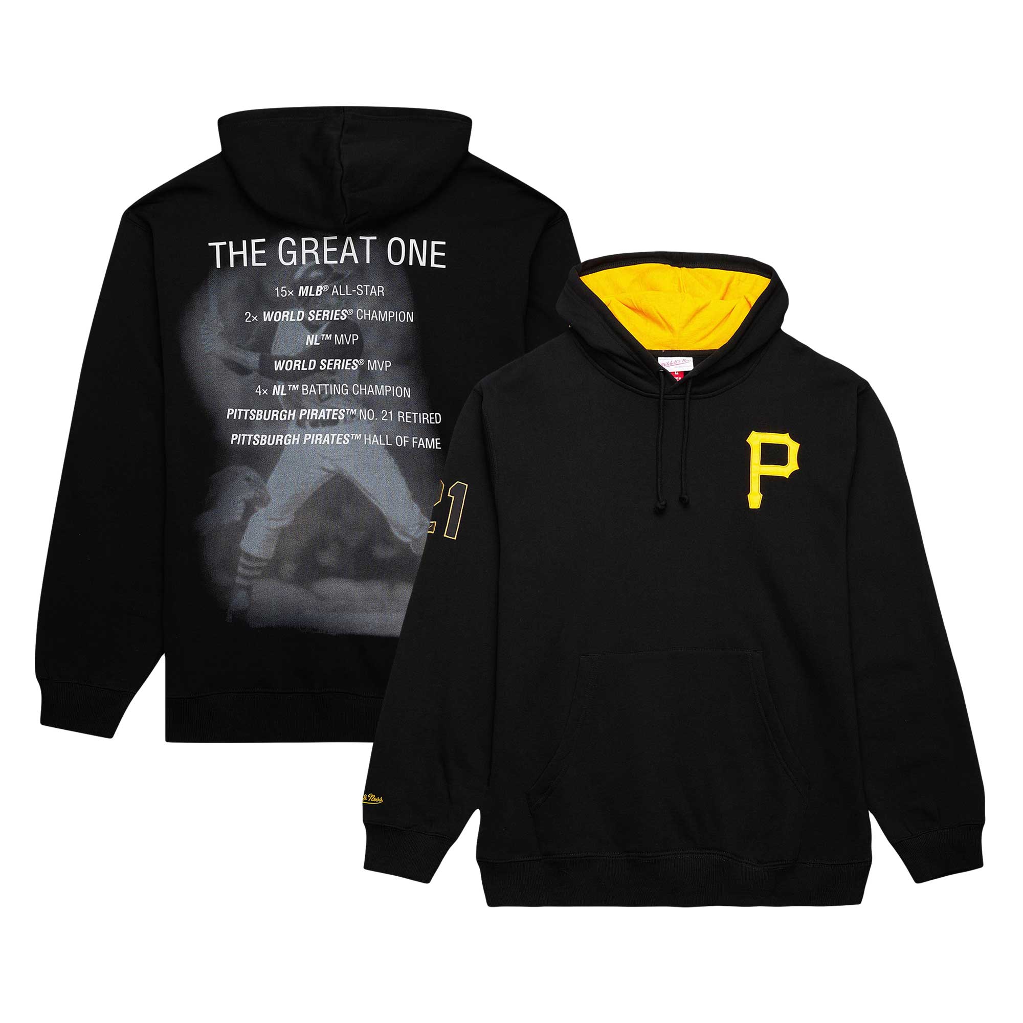 Roberto Clemente Pittsburgh Pirates Vintage Logo Name & Number Pullover Hoodie - Black