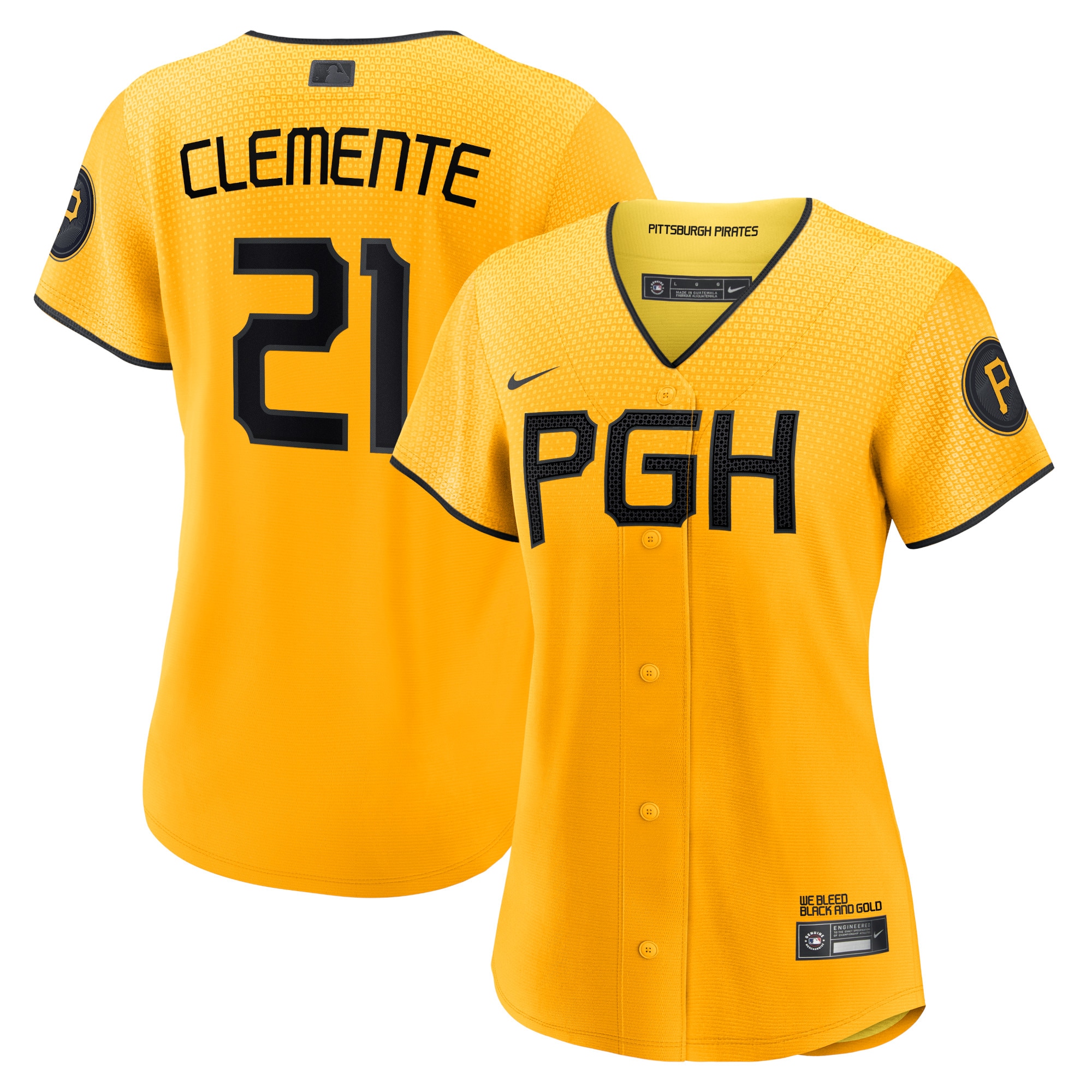 Roberto Clemente Pittsburgh Pirates Women's City Connect Player Jersey - Gold
