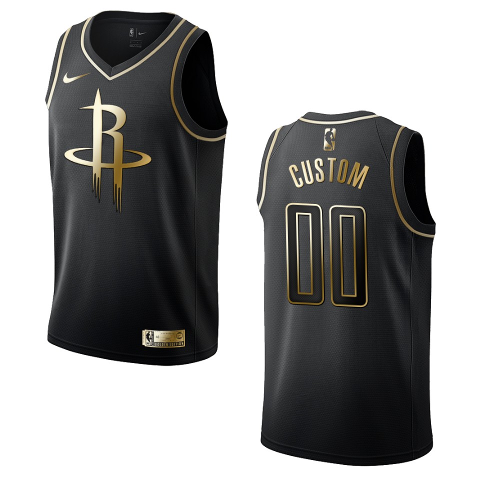 Rockets Black Golden Jersey - Nike Rockets Black Golden Edition Custom