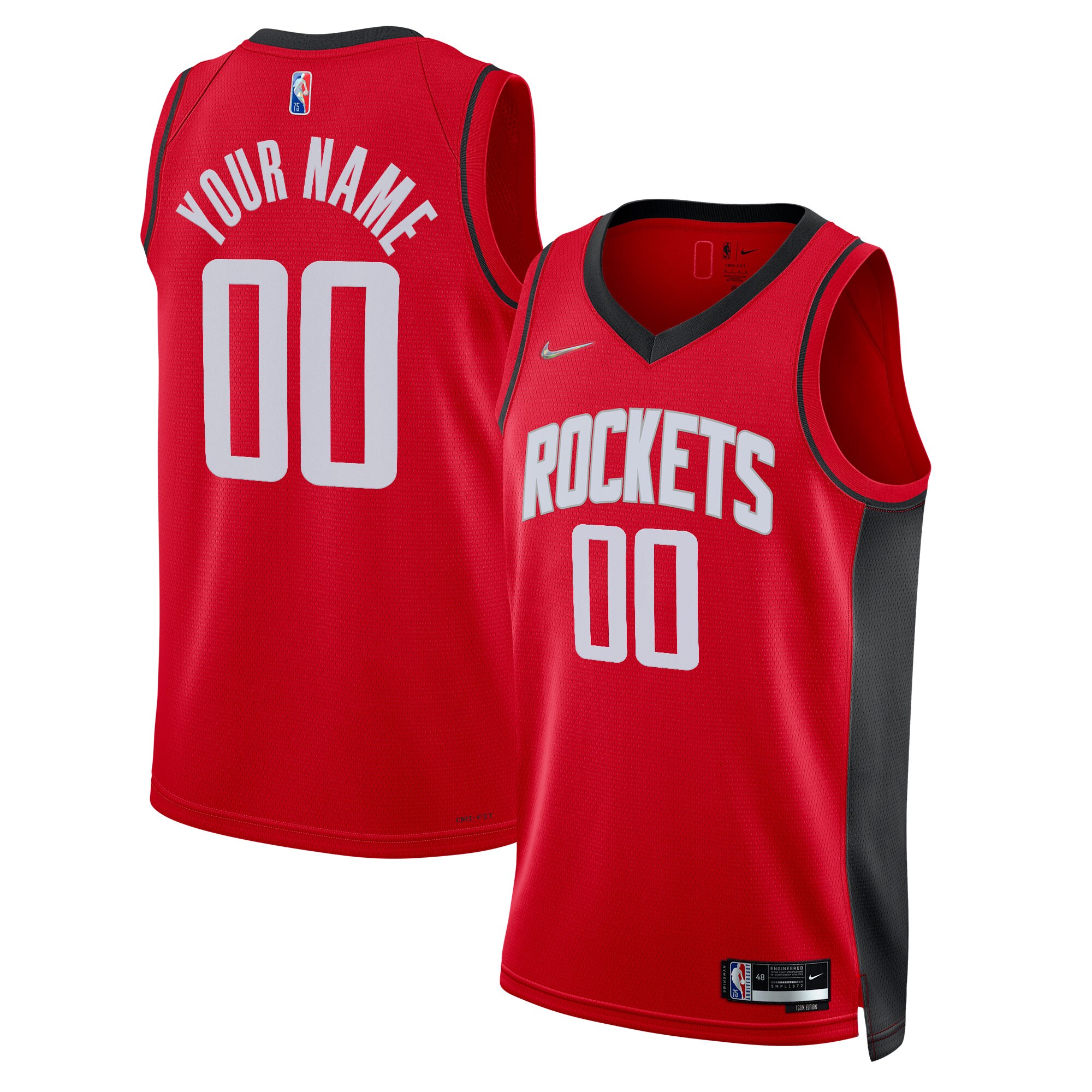 Rockets Custom Red Jersey - Nike - Icon Edition