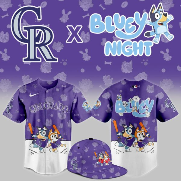 Alternative view of Rockies Bluey Night Jersey - Nike - Purple Baseball Style