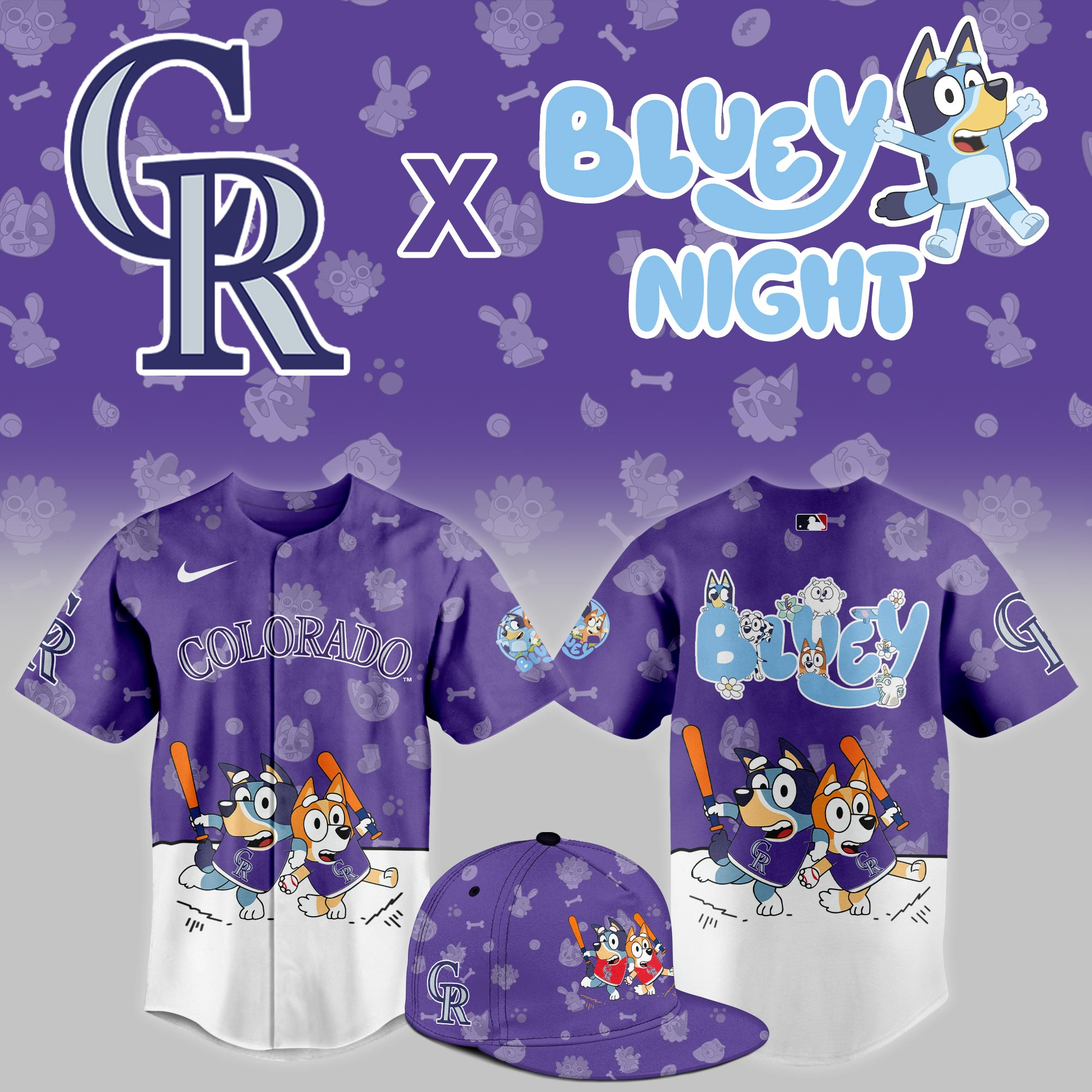 Rockies Bluey Night Jersey - Nike - Purple Baseball Style