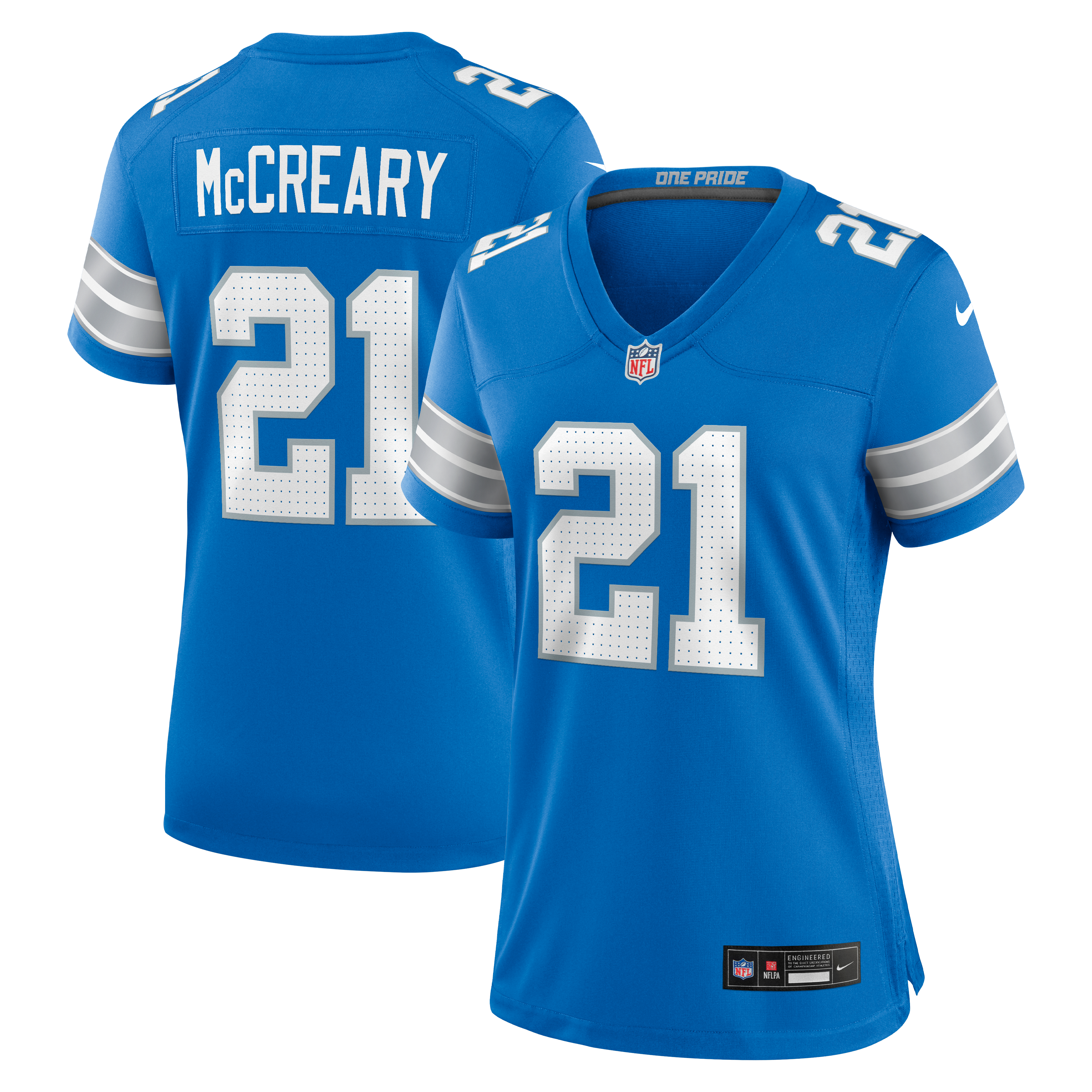 Roger McCreary Detroit Lions Women's Team Game Jersey - Blue