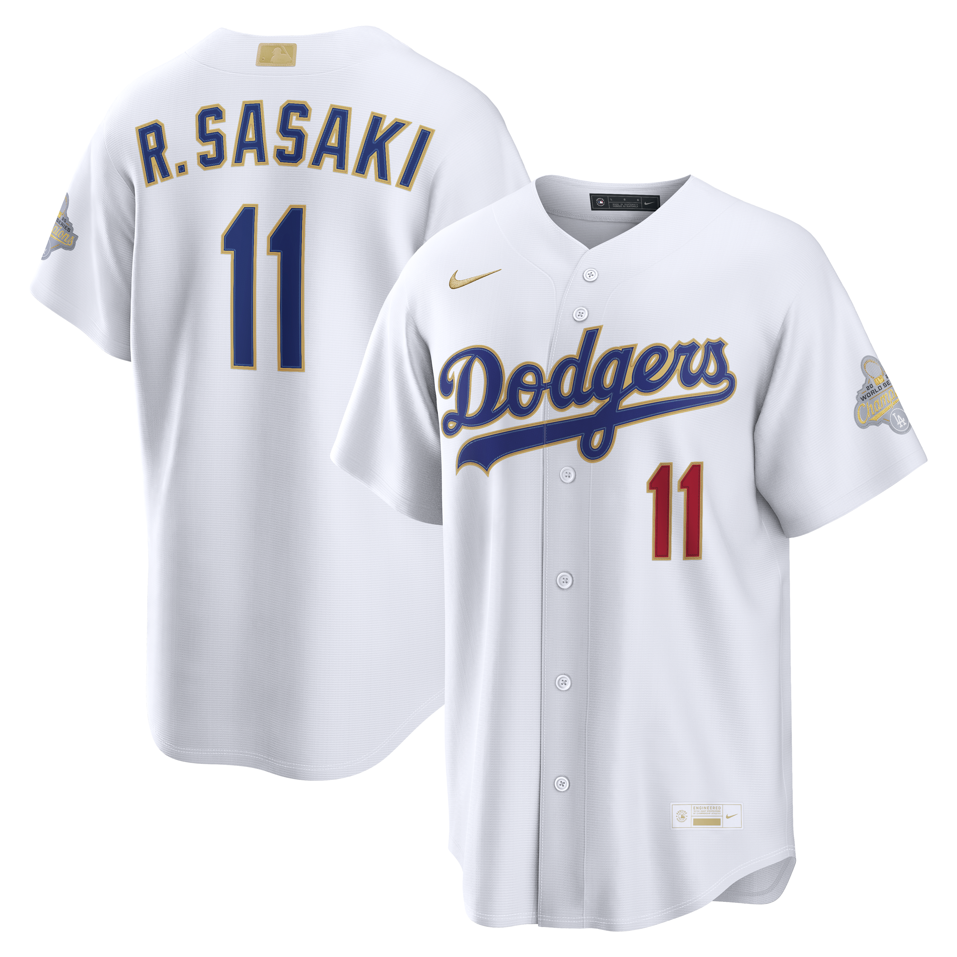Roki Sasaki Los Angeles Dodgers 2026 Gold Collection Stadium Jersey - White