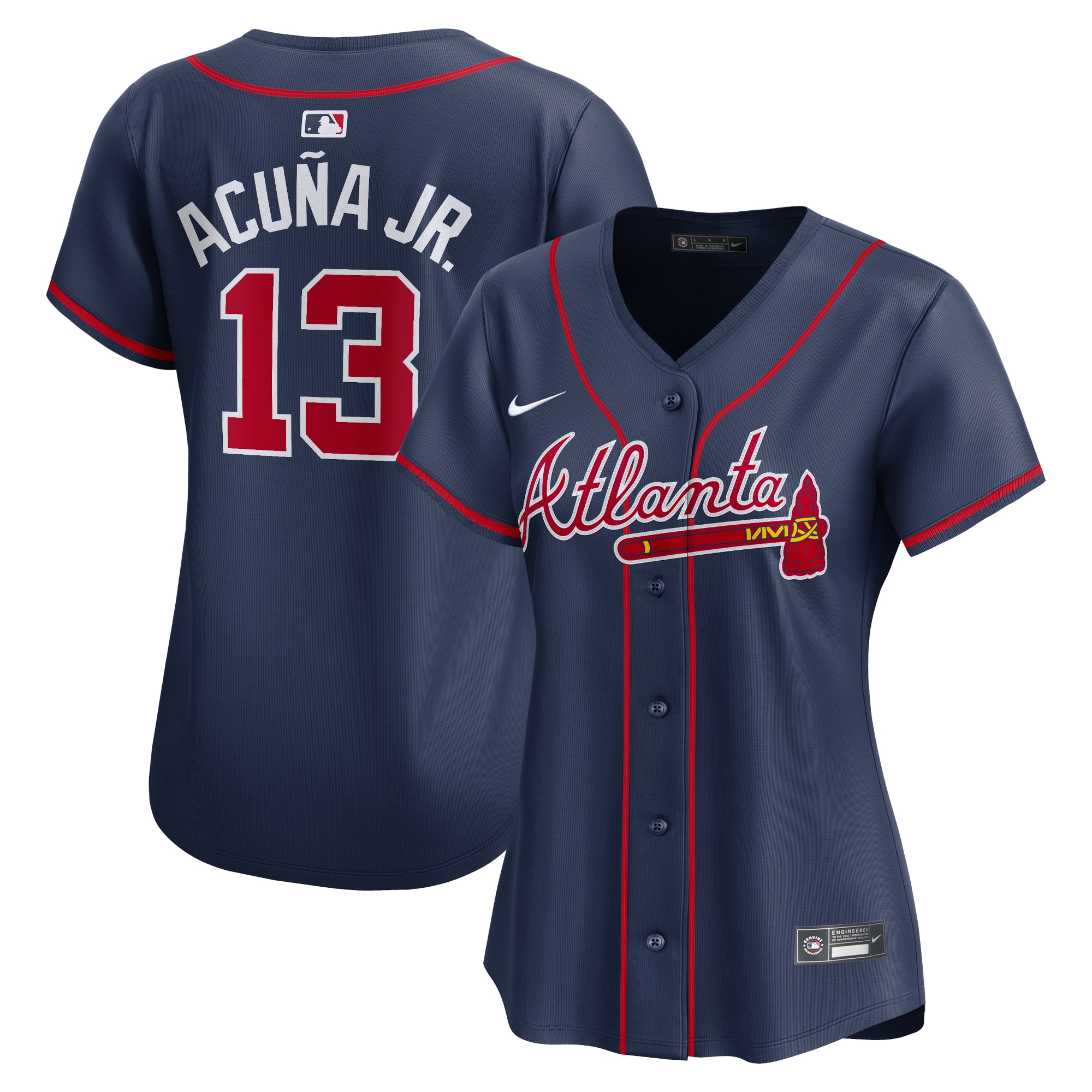 Ronald Acuña Jr. Atlanta Braves Women's Alternate Limited Player Jersey – Navy