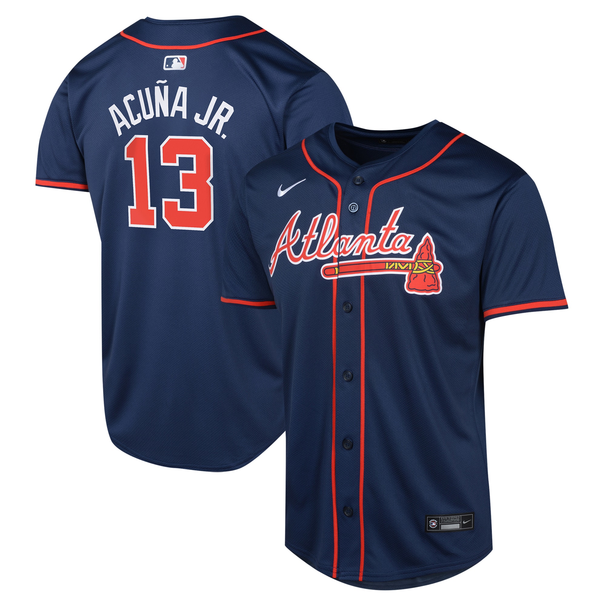 Ronald Acuña Jr. Atlanta Braves Youth Alternate Limited Player Jersey – Navy