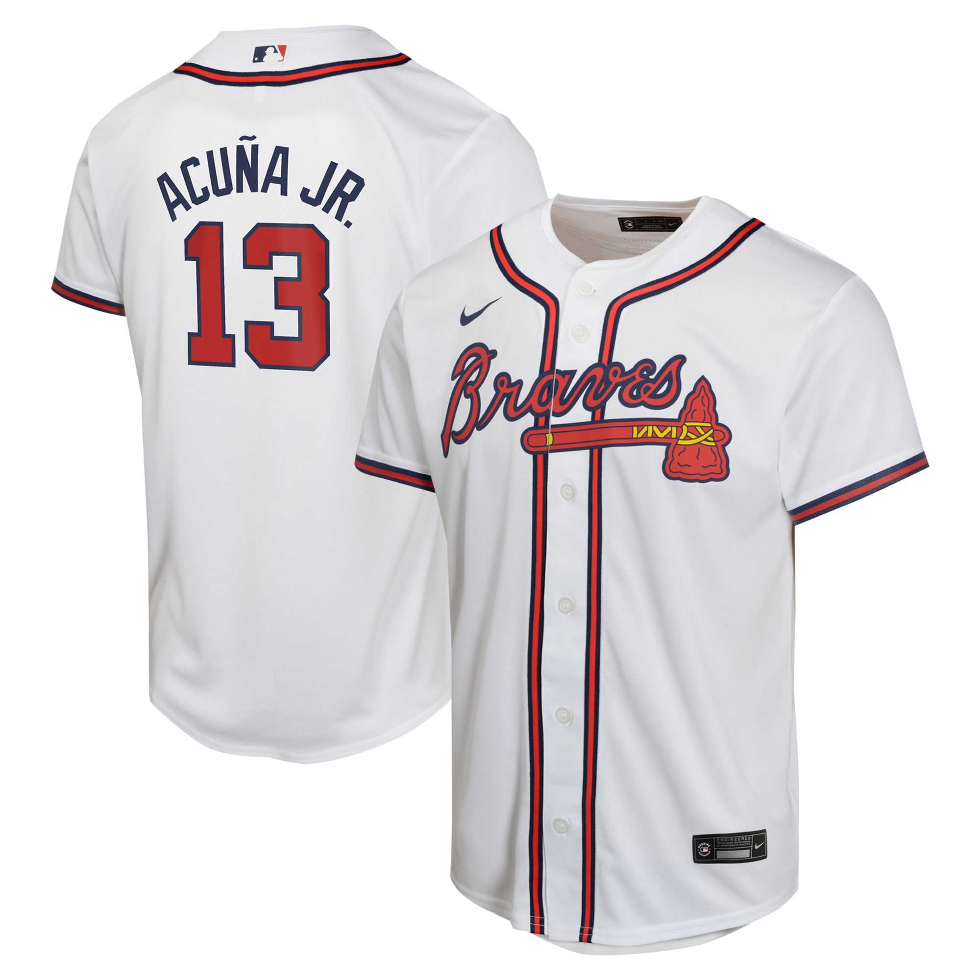 Ronald Acuña Jr. Atlanta Braves Youth Home Game Player Jersey - White