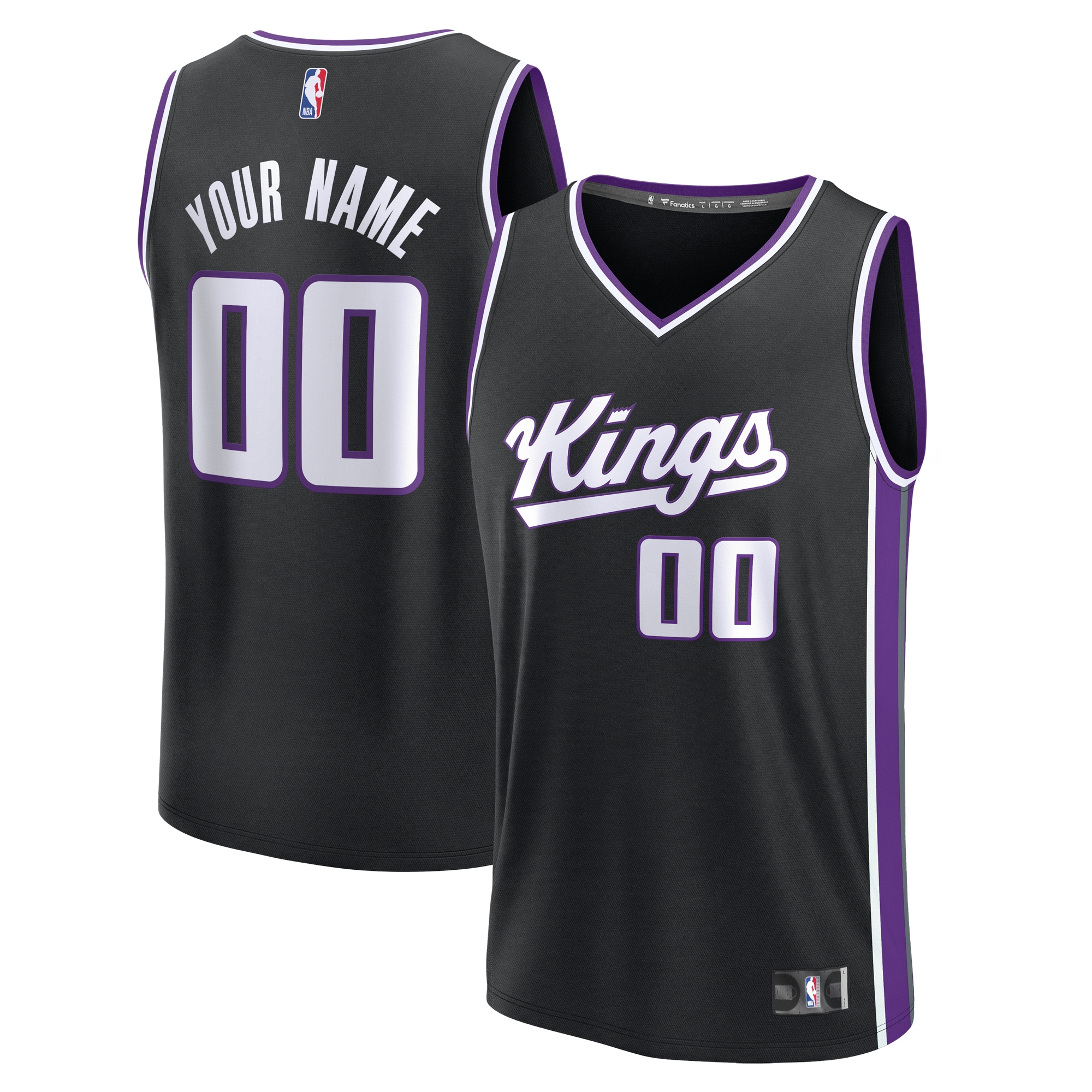 Sacramento Kings Fanatics Youth Fast Break Custom Jersey - Black - Icon Edition