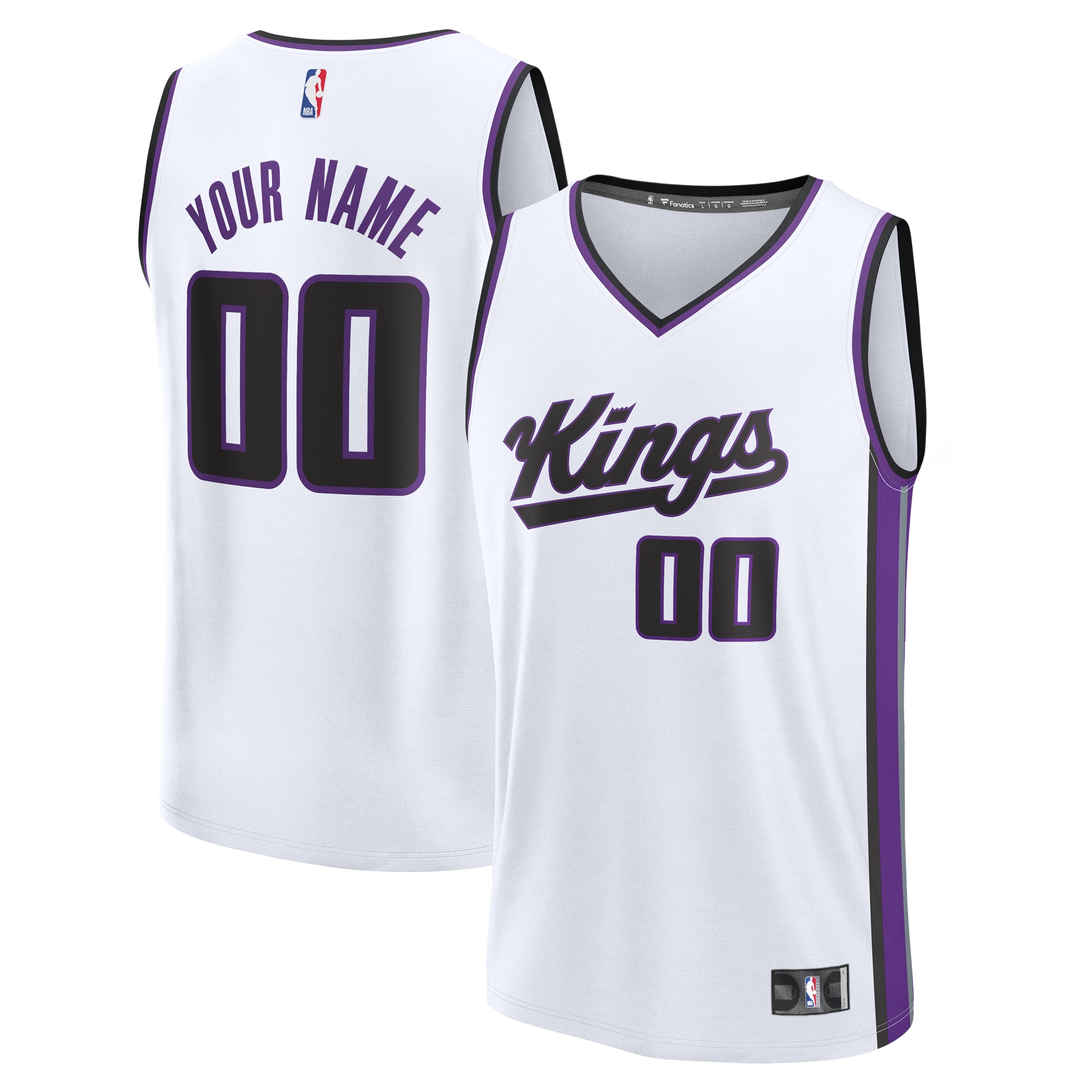 Sacramento Kings Fanatics Youth Fast Break Custom Jersey - White - Association Edition
