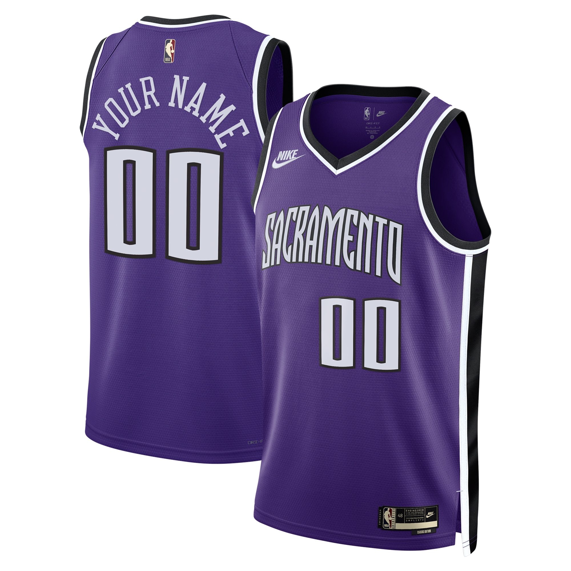 Sacramento Kings Unisex Adult Swingman Custom Jersey - Classic Edition - Purple
