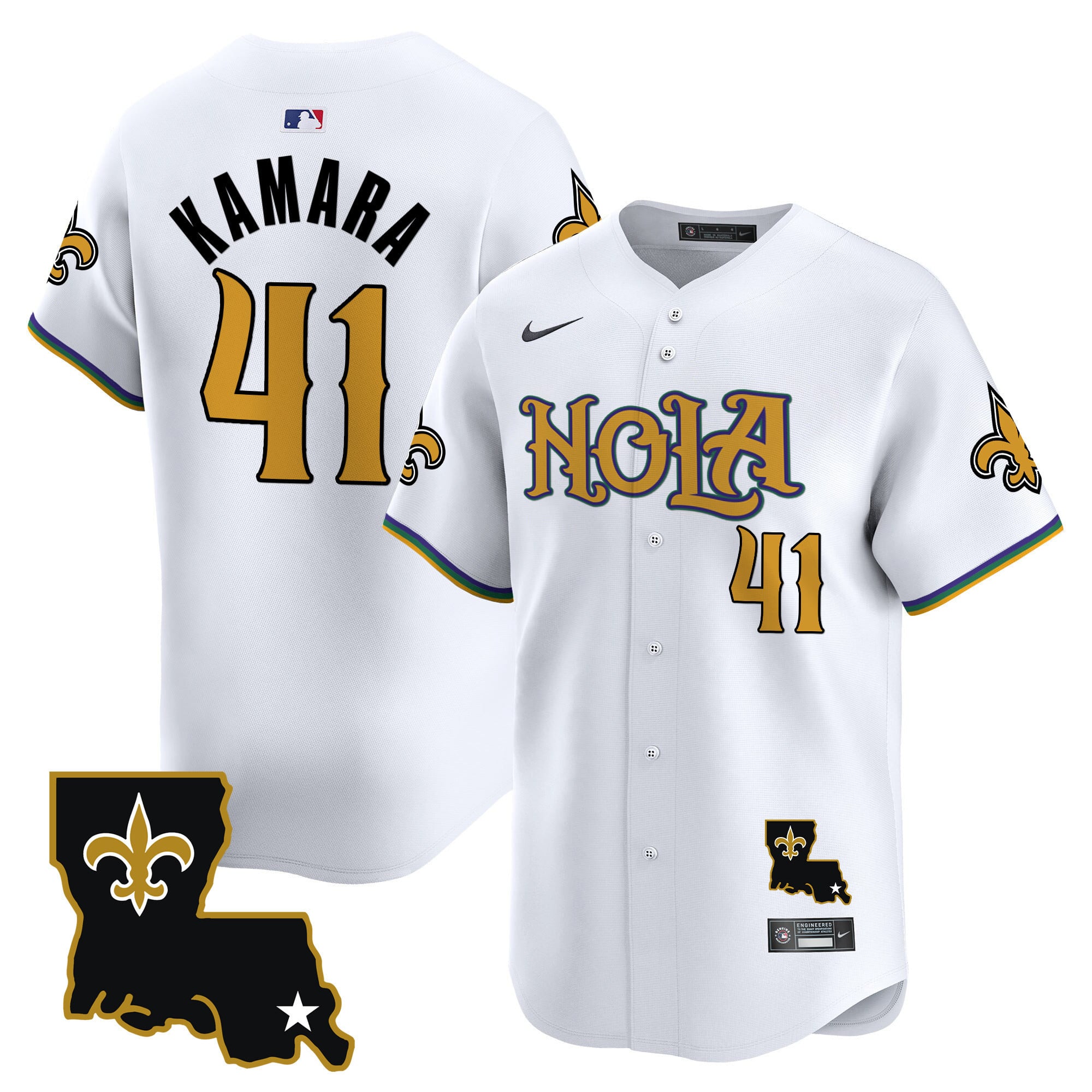 Alternative view of Saints Olave #12 Jersey - Nike - White NOLA Edition