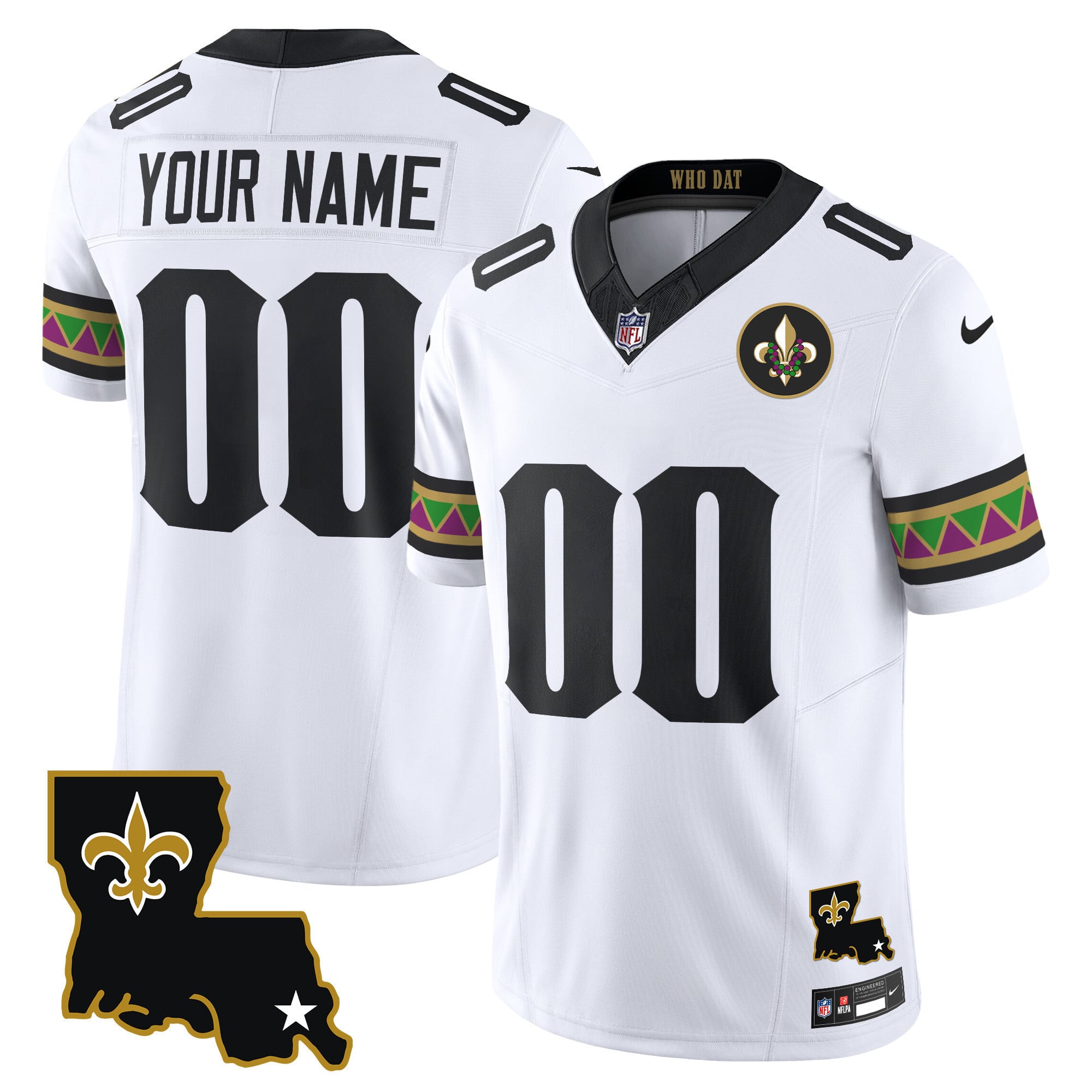 Saints White Alternate Jersey - Nike - Custom Number