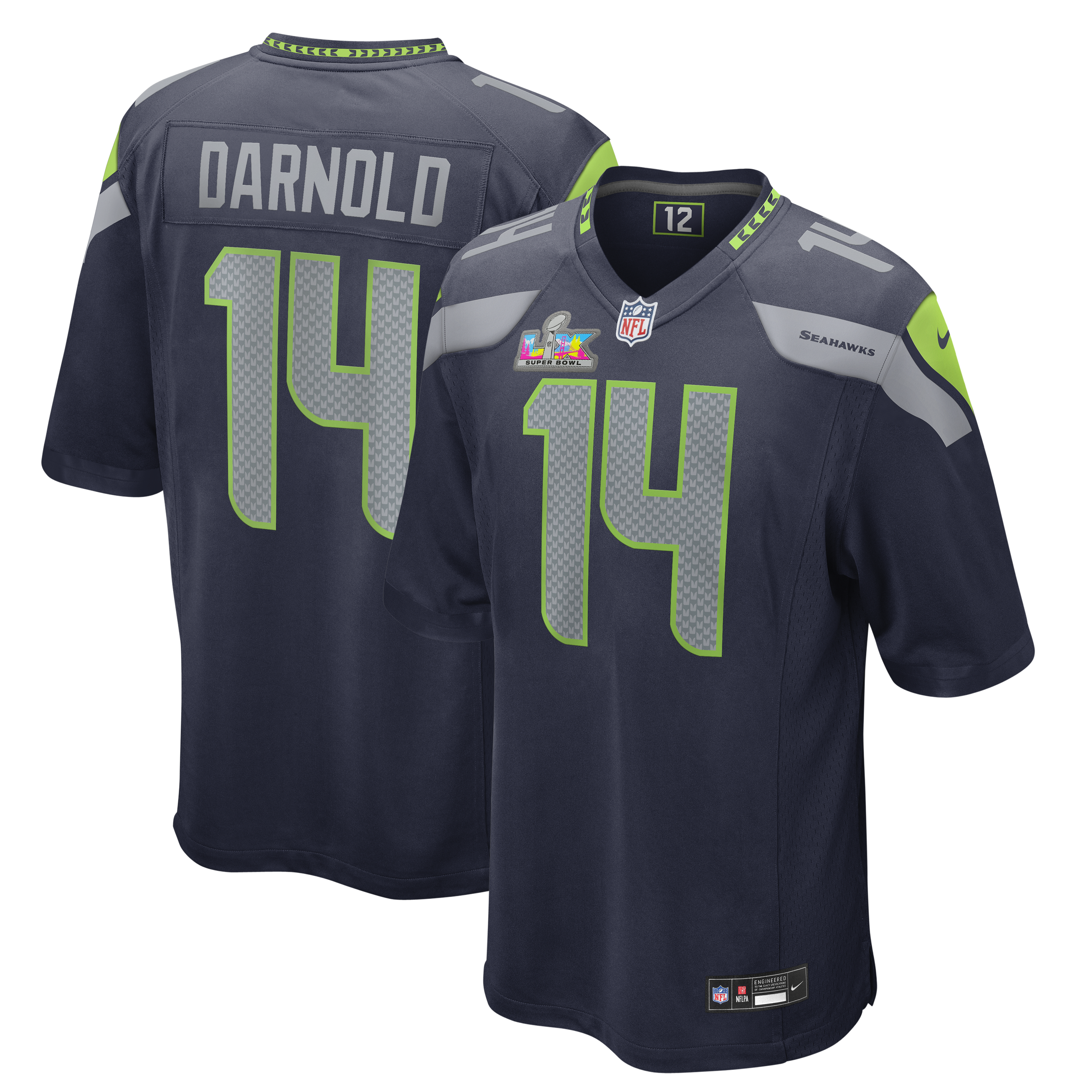 Sam Darnold Seattle Seahawks Super Bowl LX Patch Game Jersey - College Navy