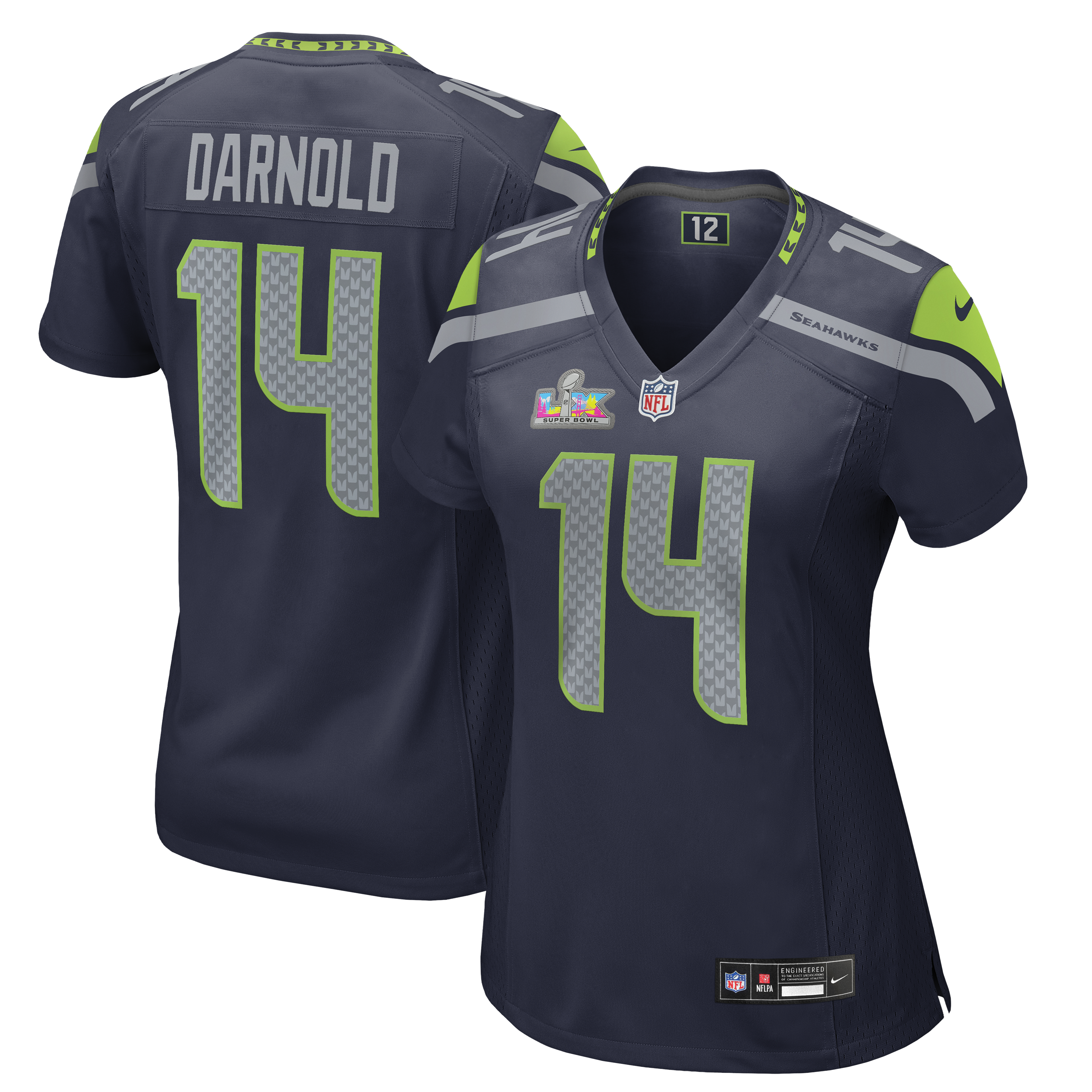 Sam Darnold Seattle Seahawks Women's Super Bowl LX Patch Game Jersey - College Navy