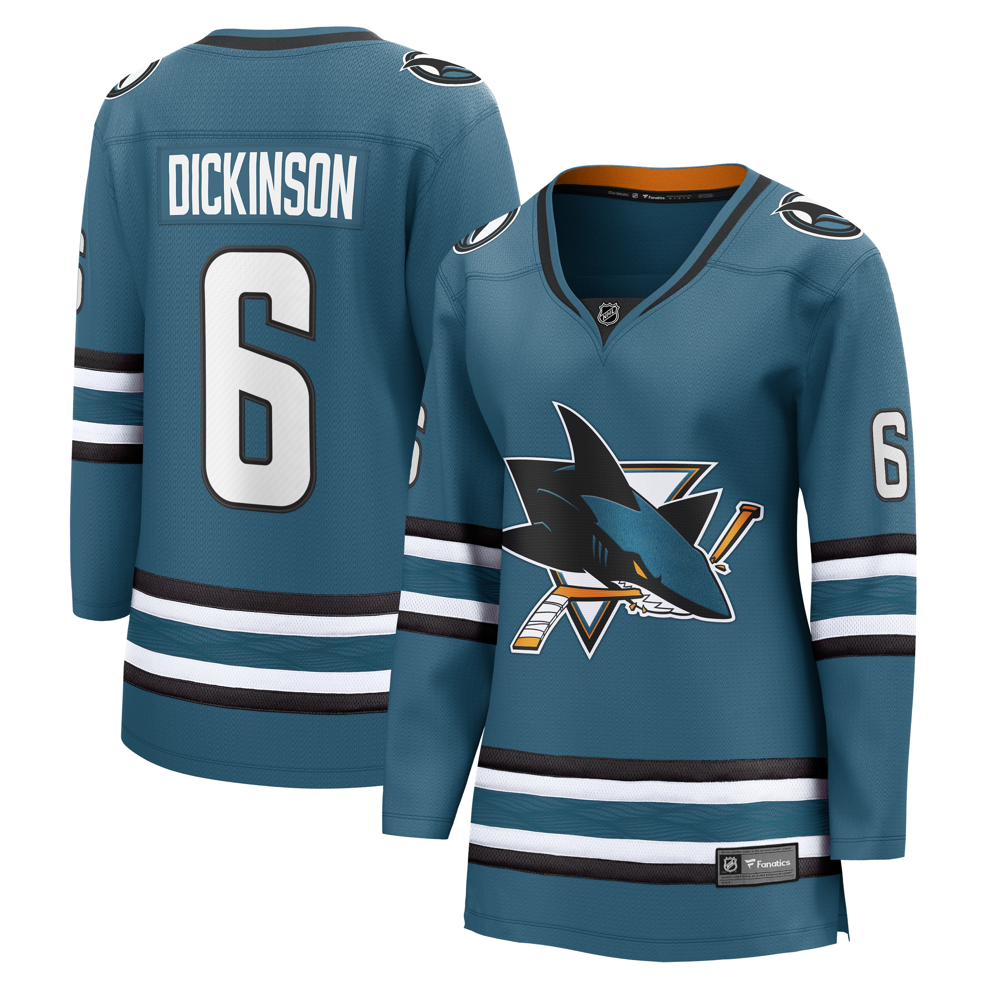Sam Dickinson San Jose Sharks Fanatics Women's Home Breakaway Jersey - Teal