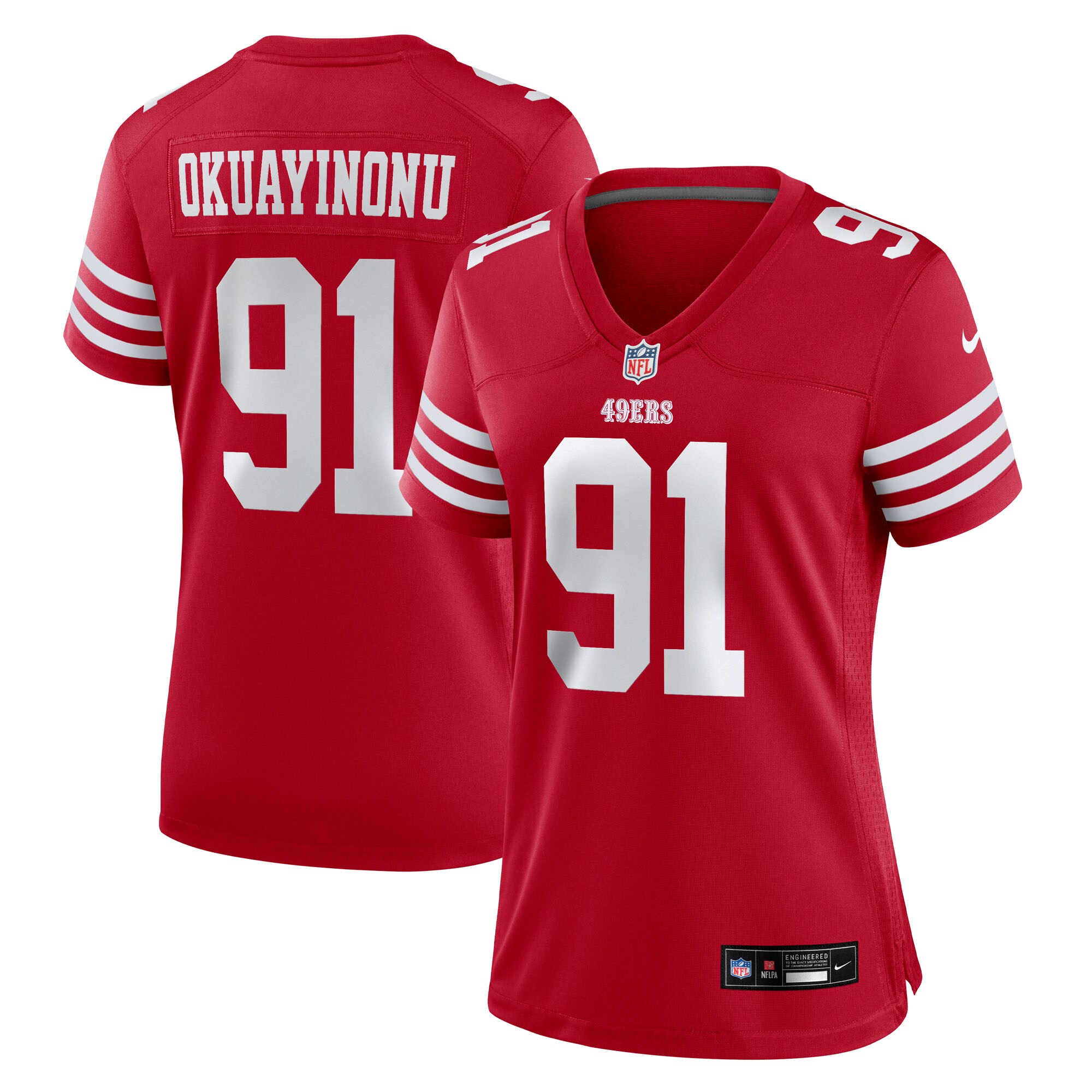Sam Okuayinonu San Francisco 49ers Women's Team Game Jersey - Scarlet