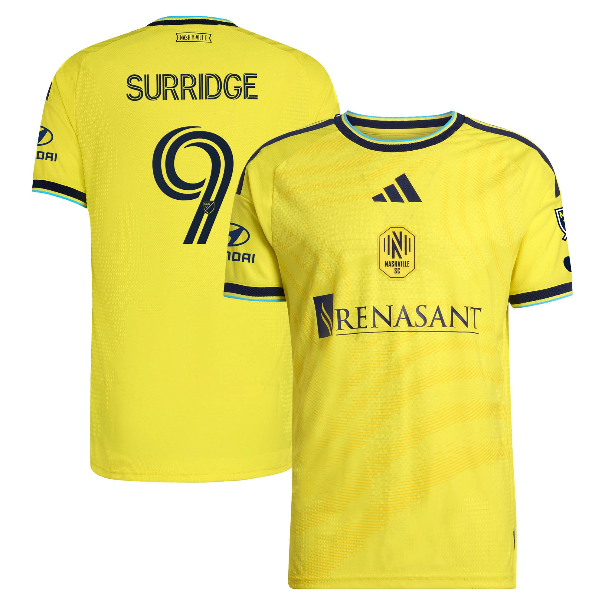 Sam Surridge Nashville SC 2026 The Reverb Kit On-Field Patch Jersey - Yellow