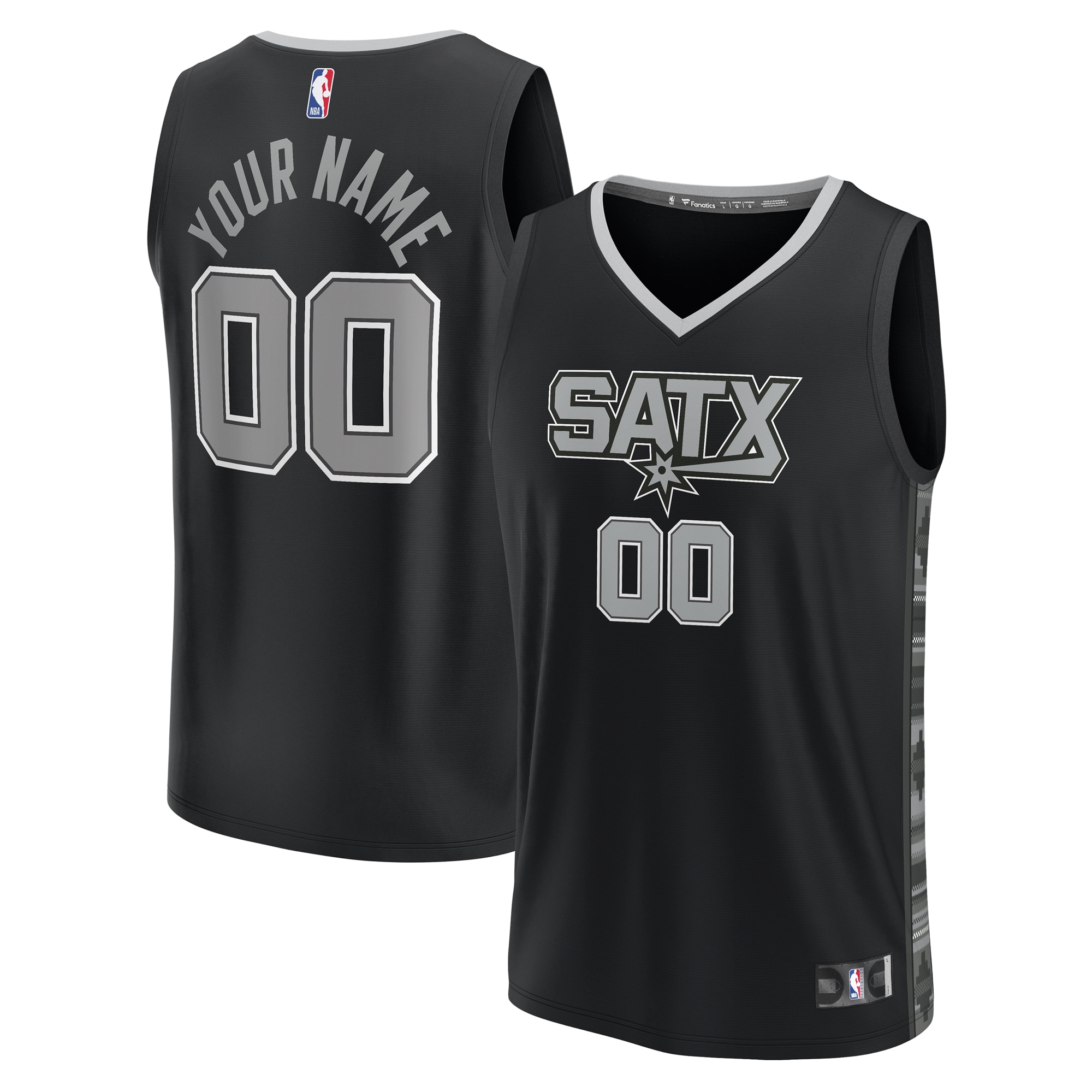 San Antonio Spurs Fanatics Youth Fast Break Custom Jersey - Statement Edition - Black