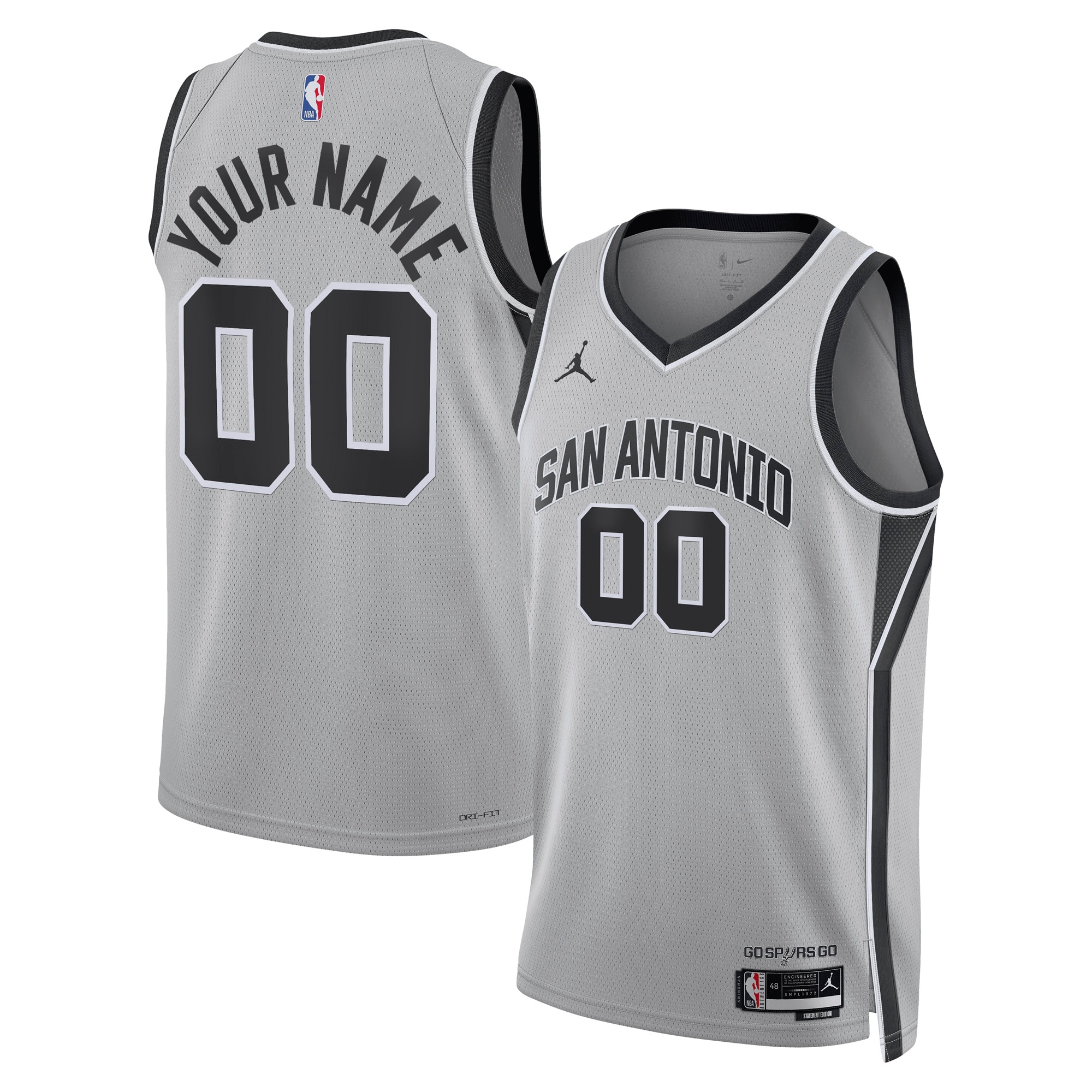 San Antonio Spurs Jordan Brand Unisex Swingman Custom Jersey - Statement Edition - Silver