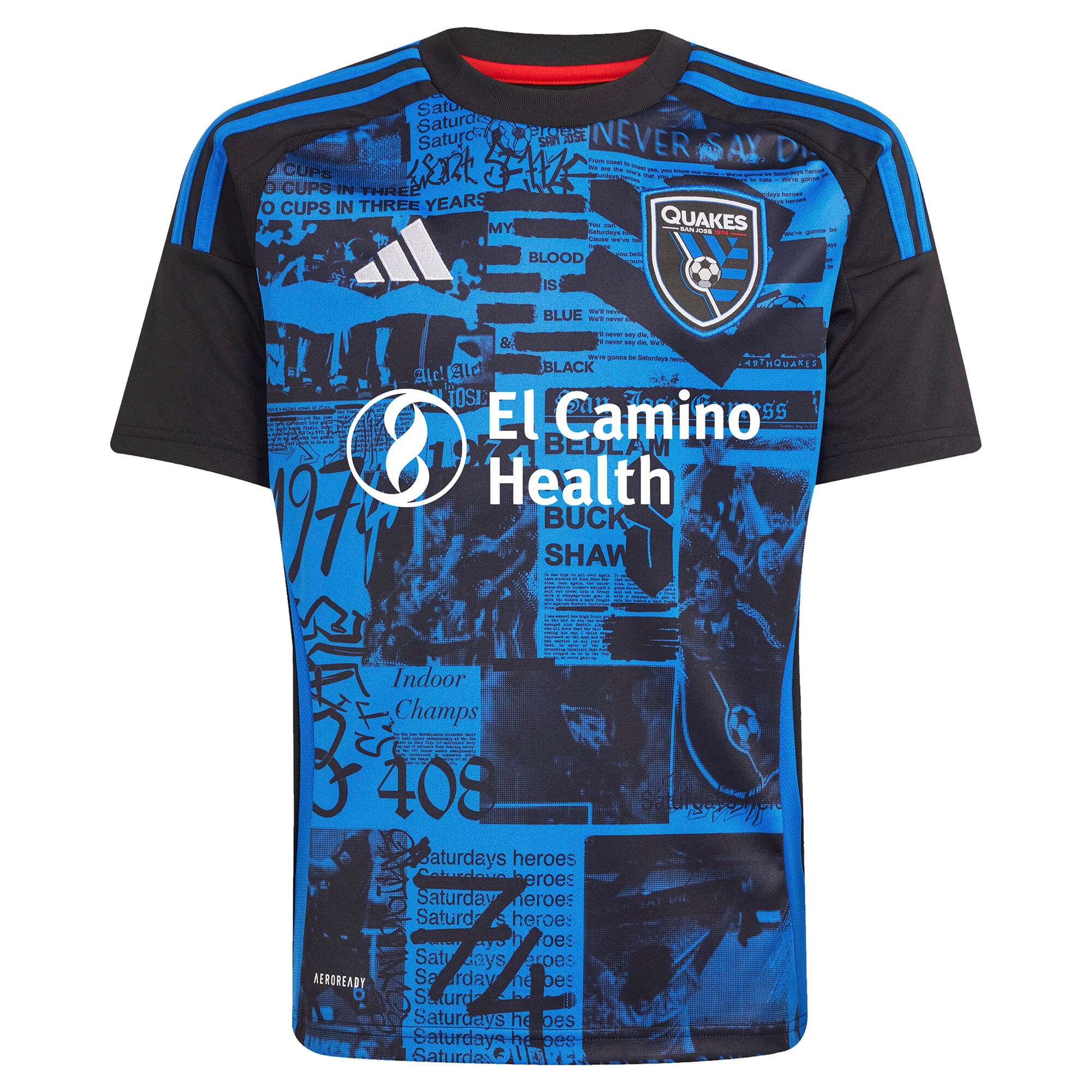 Alternative view of San Jose Earthquakes Black Jersey - Adidas - Custom Name & Number