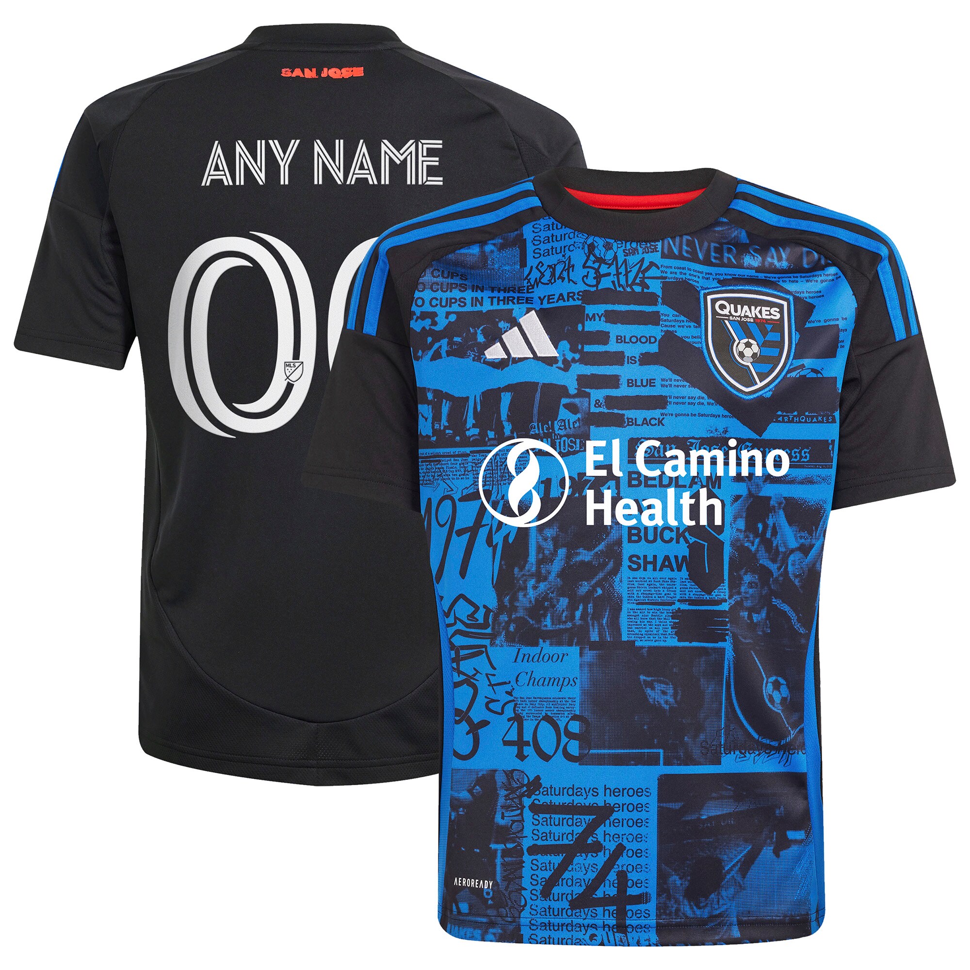 San Jose Earthquakes Black Jersey - Adidas - Custom Name & Number