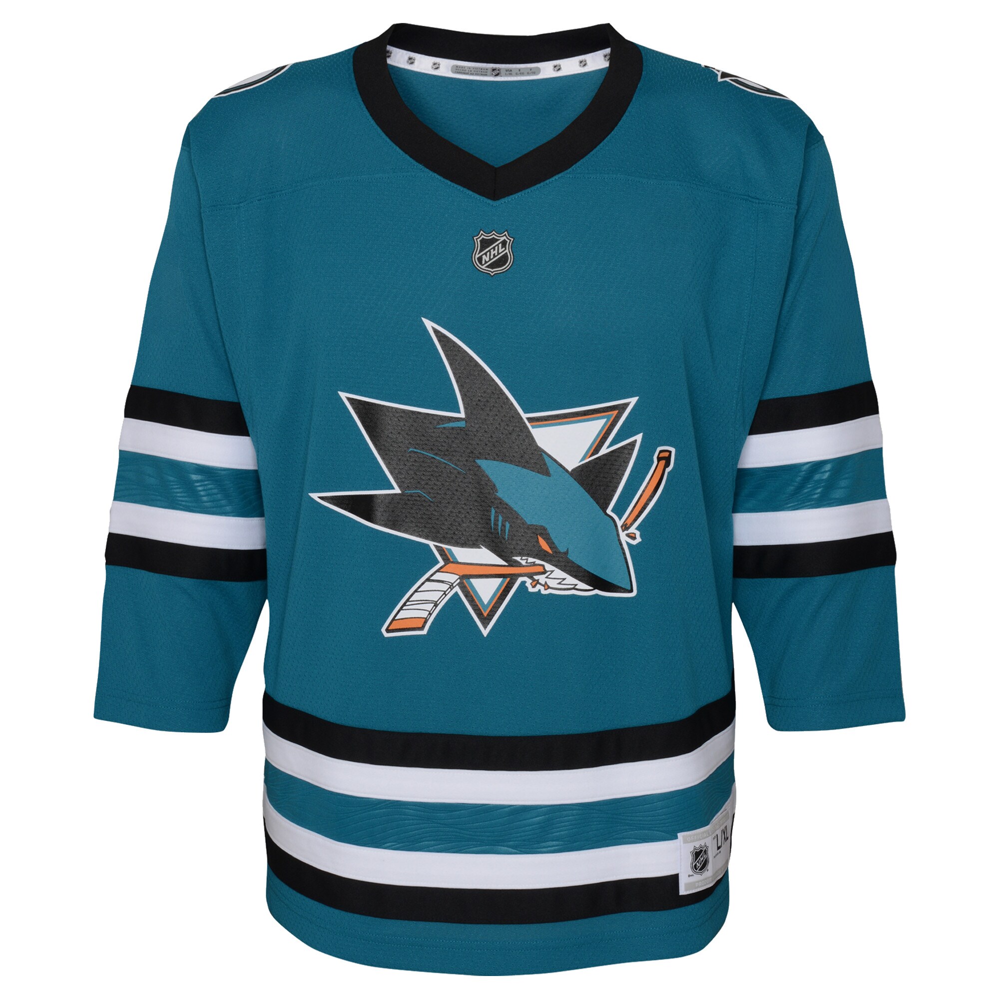 Alternative view of San Jose Sharks Teal Jersey - Customizable NHL Gear