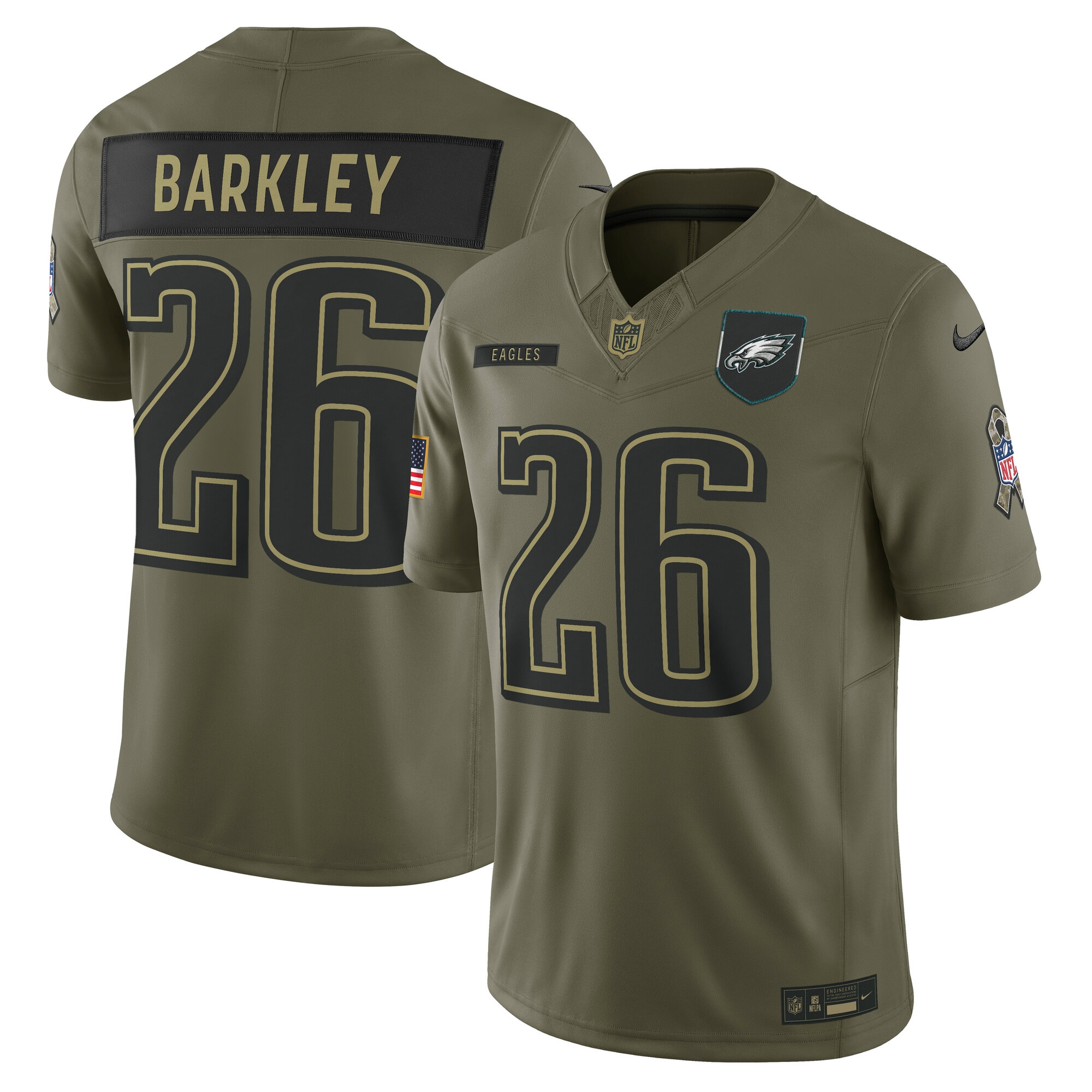 Saquon Barkley Philadelphia Eagles 2025 Salute to Service Limited Jersey - Olive