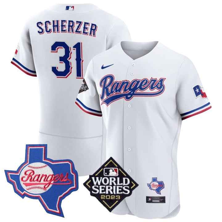 Scherzer Rangers World Series Jersey - Nike White Authentic