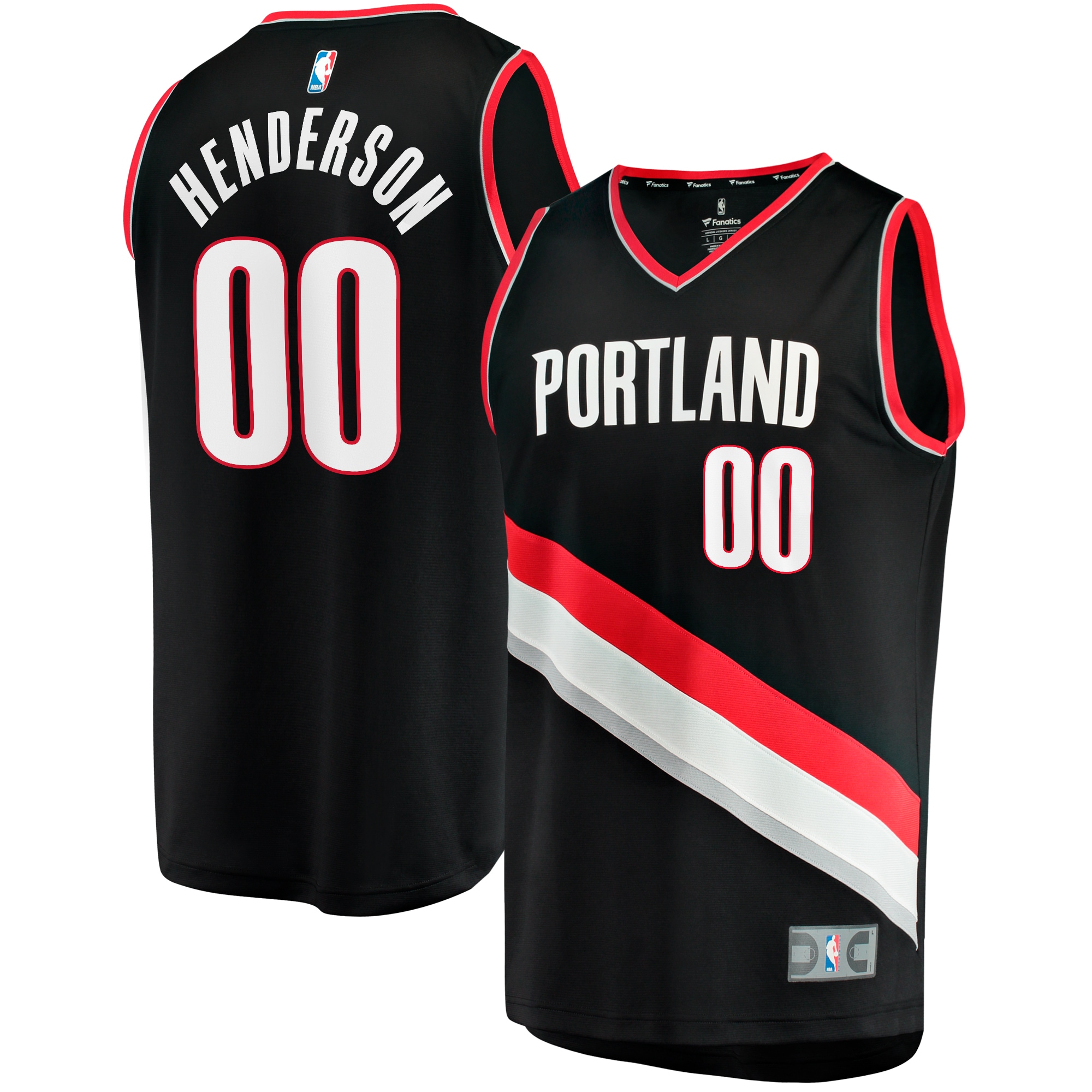 Scoot Henderson Portland Trail Blazers Fanatics Fast Break Jersey - Icon Edition - Black