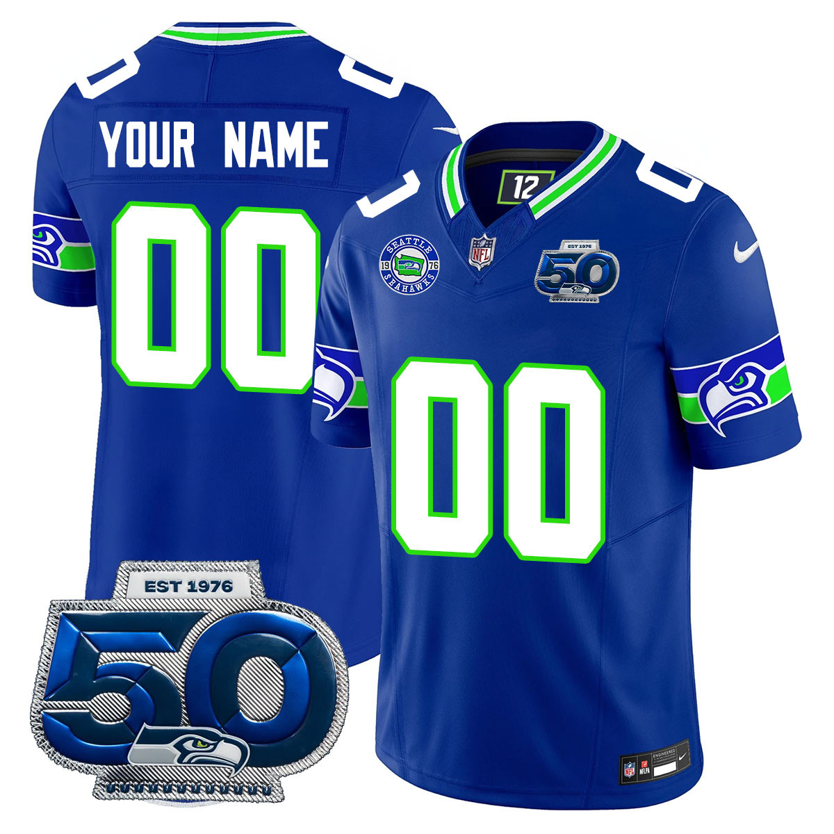 Seahawks Blue Anniversary Jersey - Nike Seahawks Blue 50th Anniversary