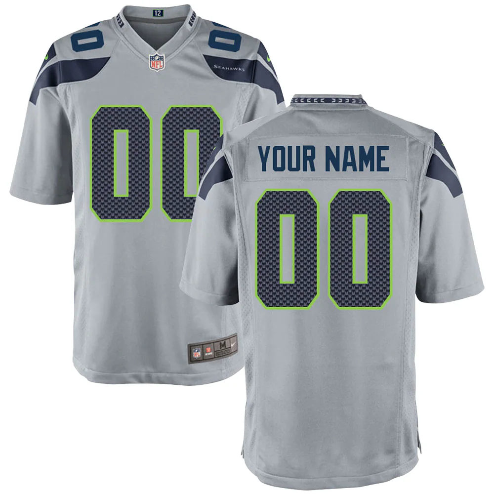 Seahawks Gray Alternate Custom Jersey - Nike NFL