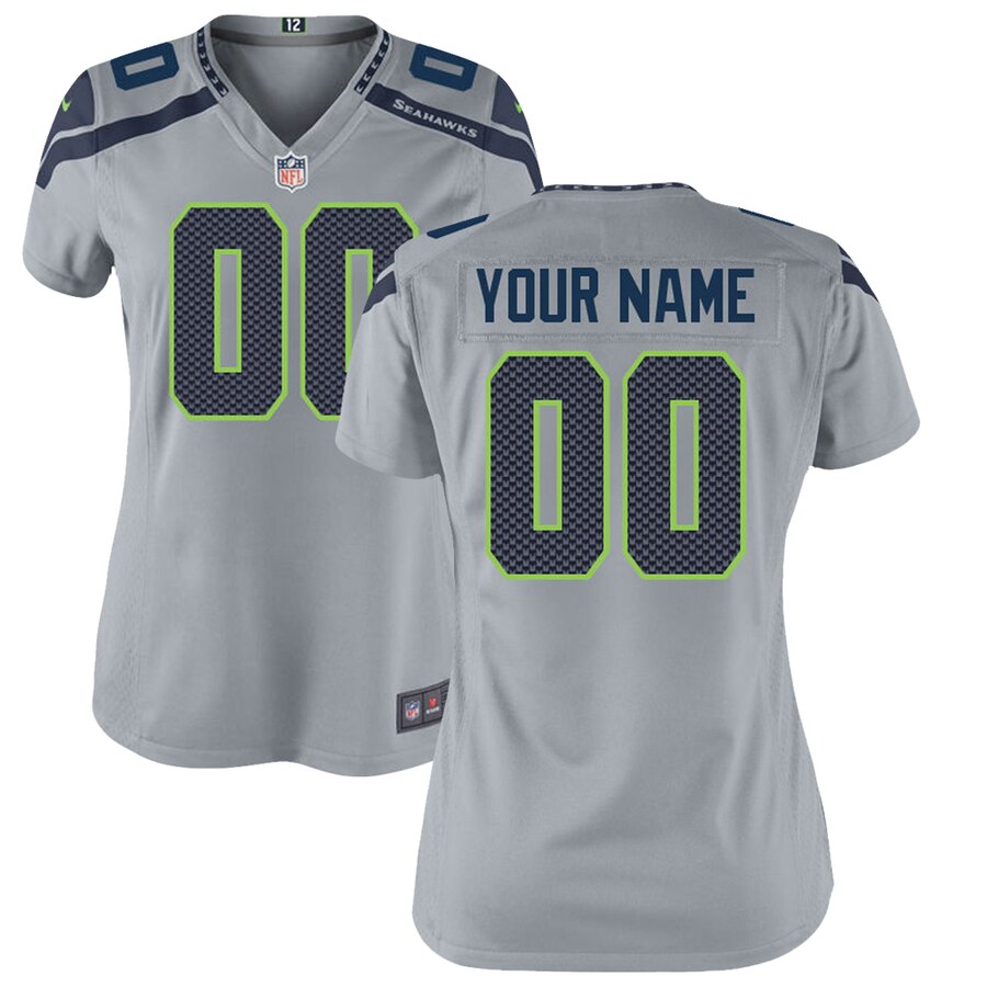 Seahawks Grey Custom Jersey nike - Nike Seahawks Grey Custom Jersey