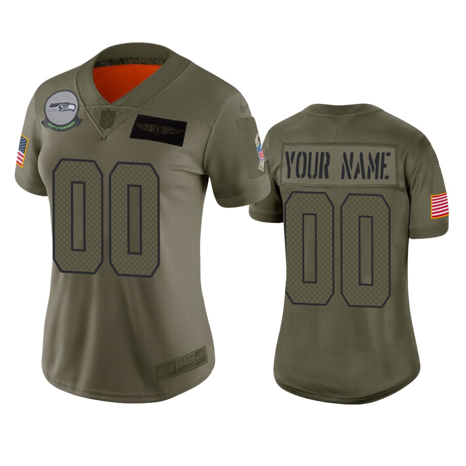 Seahawks Olive Custom Jersey - Nike - Salute to Service