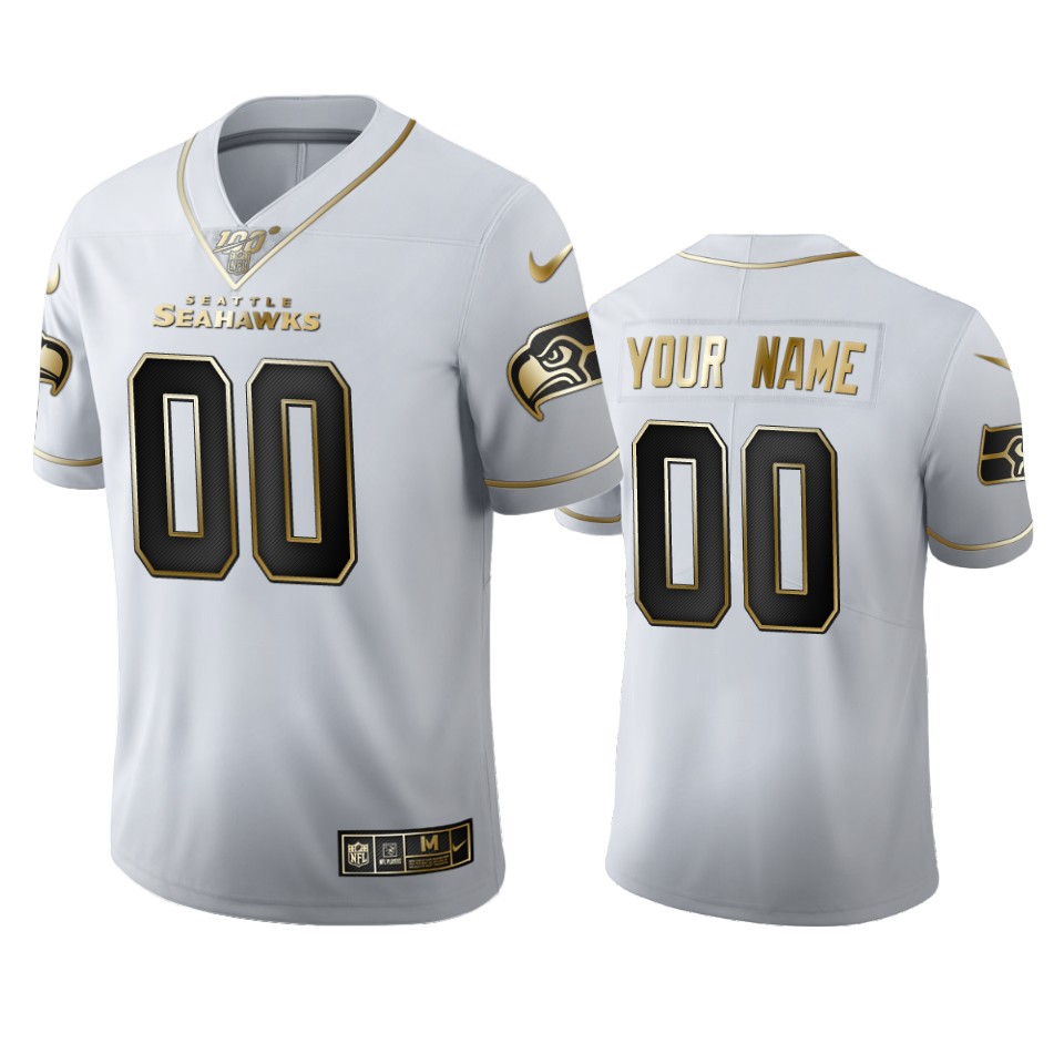 Seahawks White Gold Jersey Nike - Nike Seahawks White & Gold Custom